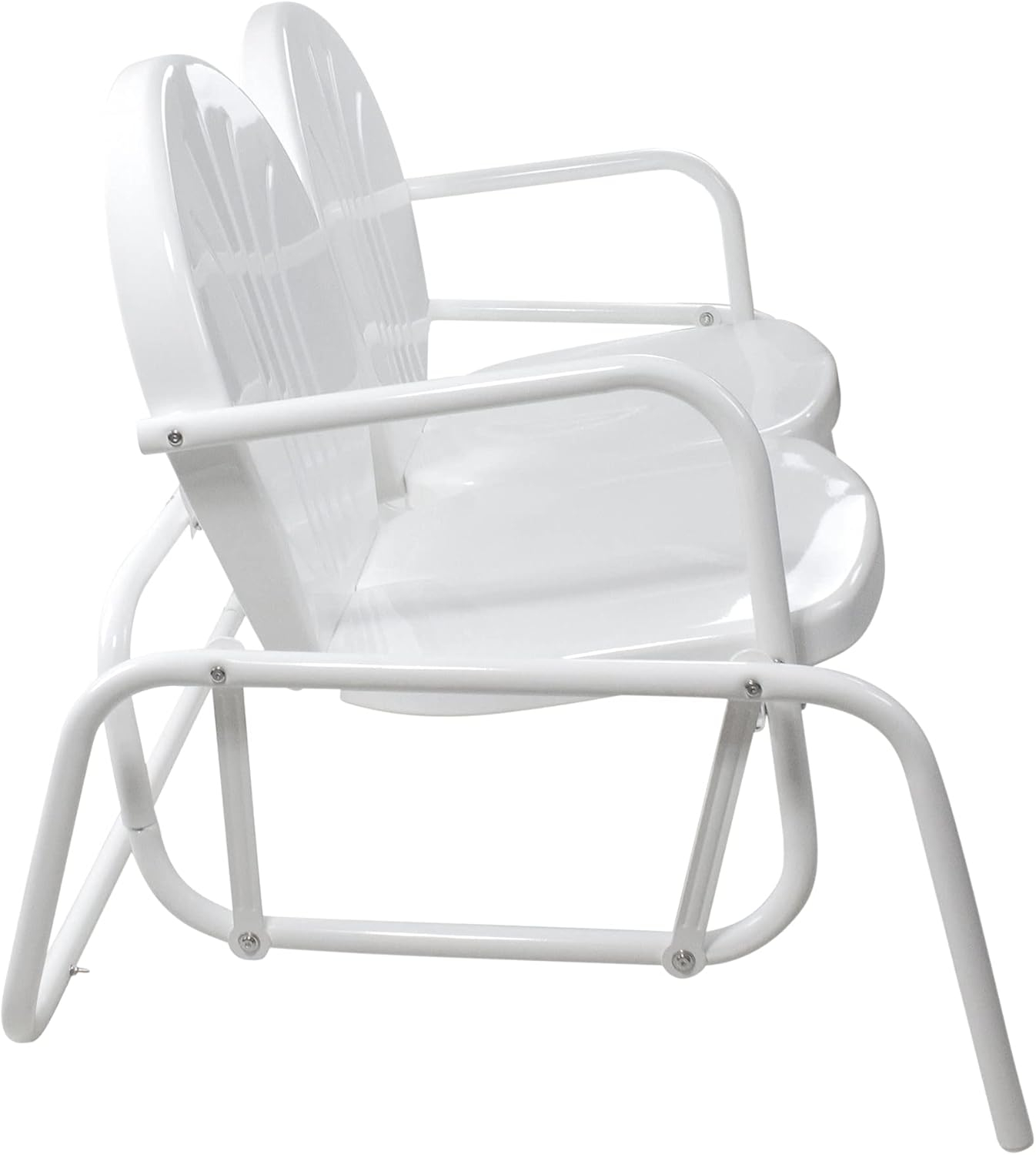 Northlight 48.25" Outdoor Retro 2-Person Metal Tulip Double Glider Patio Chair, White