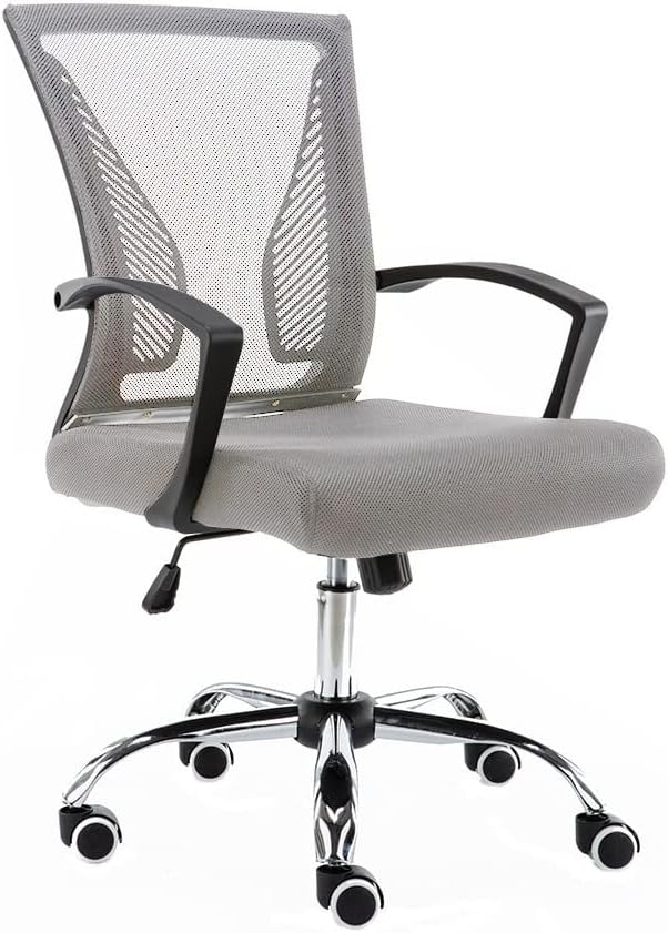 Modern Home Zuna Mid-Back Office Task Chair - Ergonomic Back Supporting Mesh Back Desk Chair (Black/Gray)