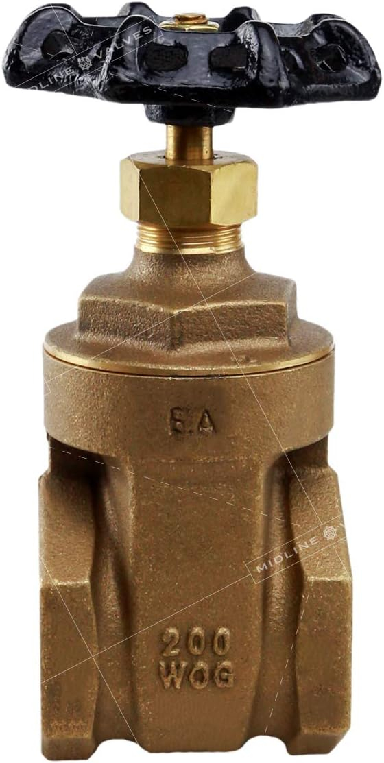 Midline Valve 429U256 Heavy Duty Gate Valve with Wheel Handle, Water Shutoff 3/4 in. FIP Connections, Cast Brass