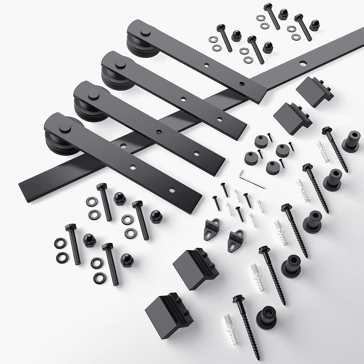SMARTSTANDARD 6.6FT Heavy Duty Double Door Sliding Barn Door Hardware Kit,Smoothly and Quietly-Easy to Install-includes Step-by-Step Installation Instruction Fit 20" Wide Door Panel