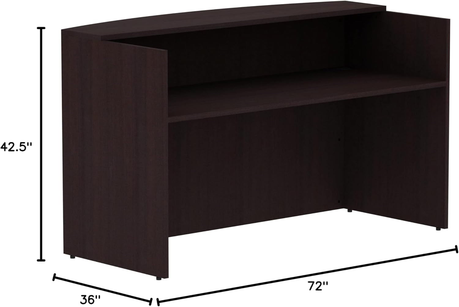 Lorell LLR18264 72 in. Reception Laminate Desk, Espresso