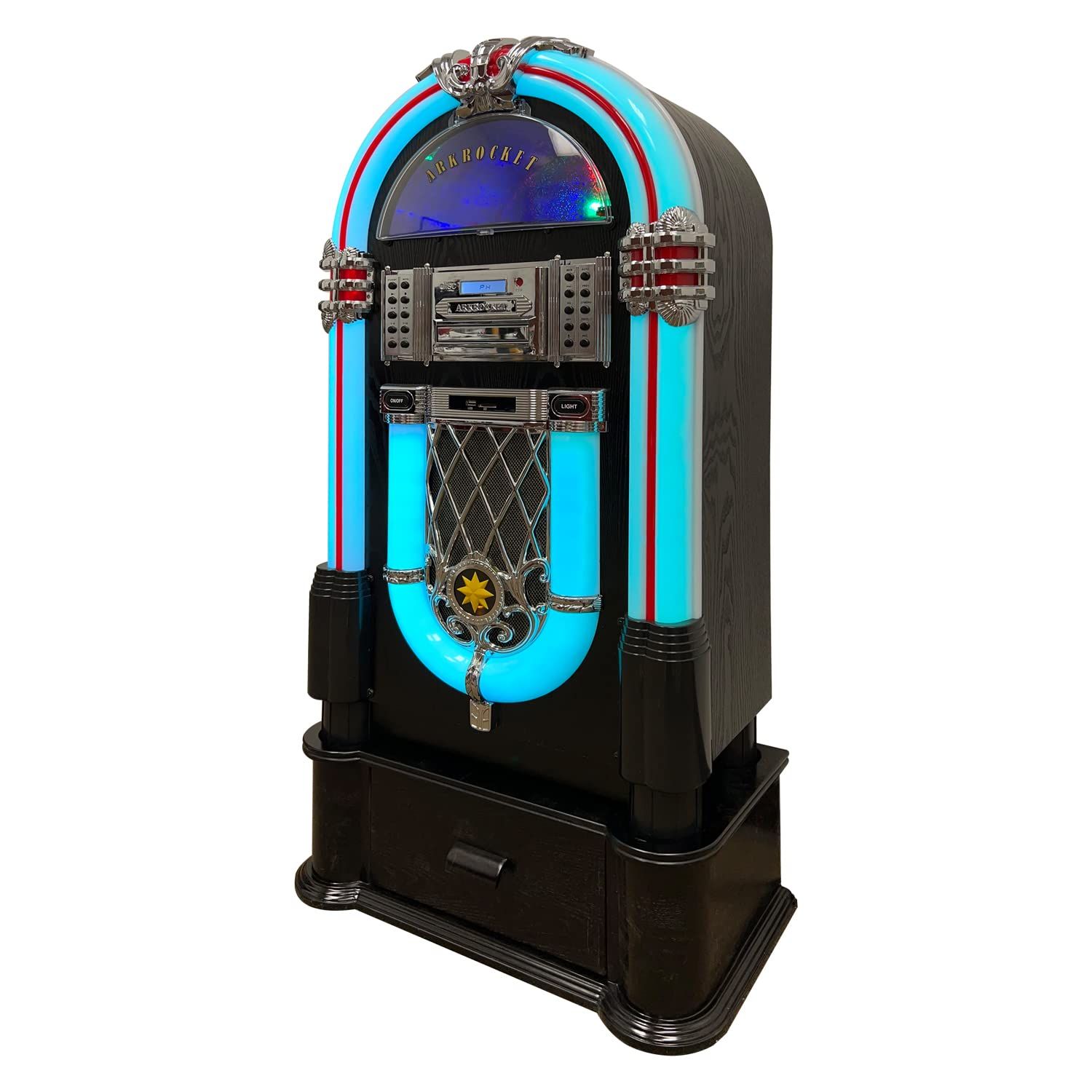 Arkrocket Taurus Jukebox Vinyl Record Player Bluetooth USB SD CD Player Radio Retro Turntable Classic Jukebox (Taurus - Classic)