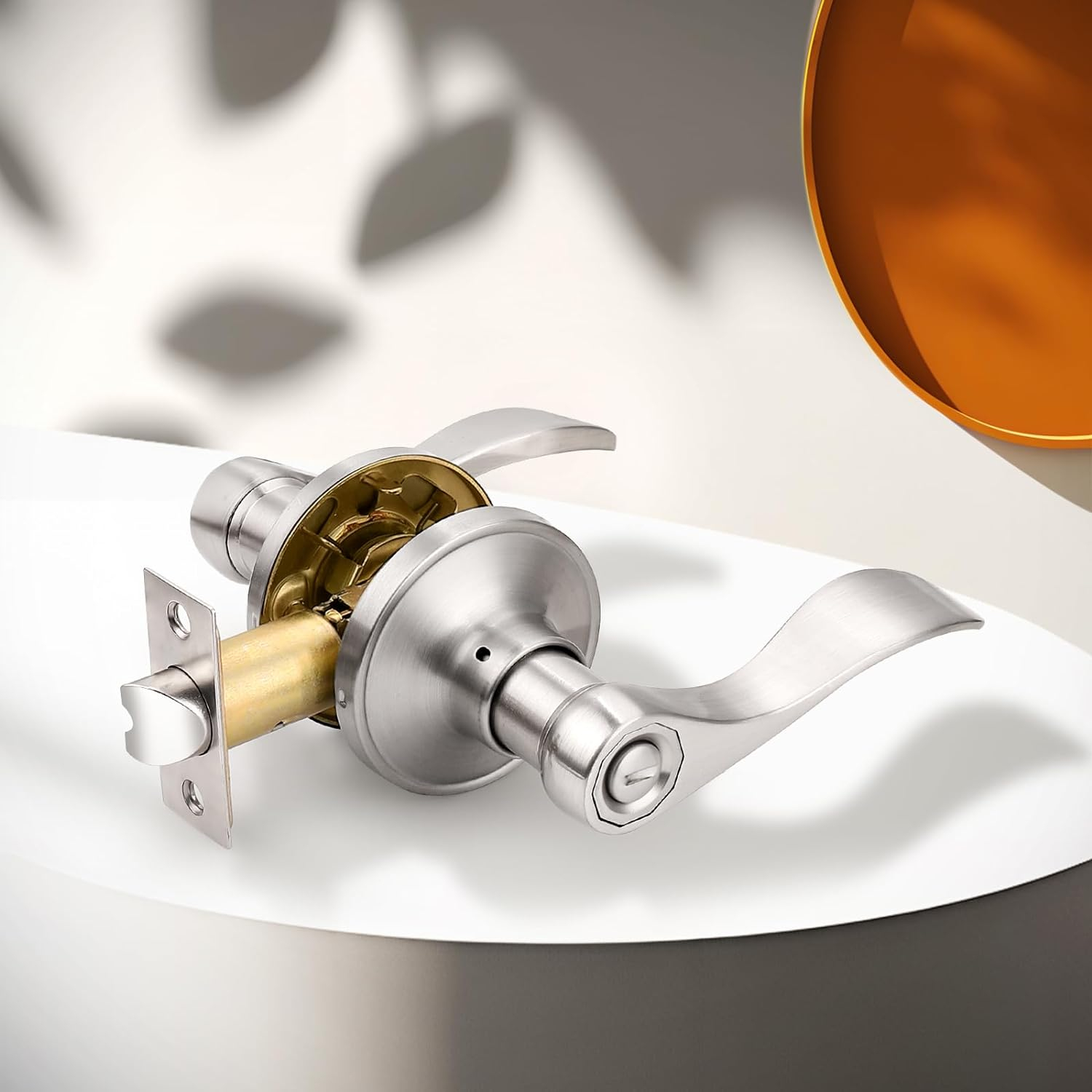 Probrico Privacy Door Levers Interior Door Handles Levers, Wave Style Bed Bath Door Handles Lock Keyless, Satin Nickel Door Lever Lockset 6 Pack