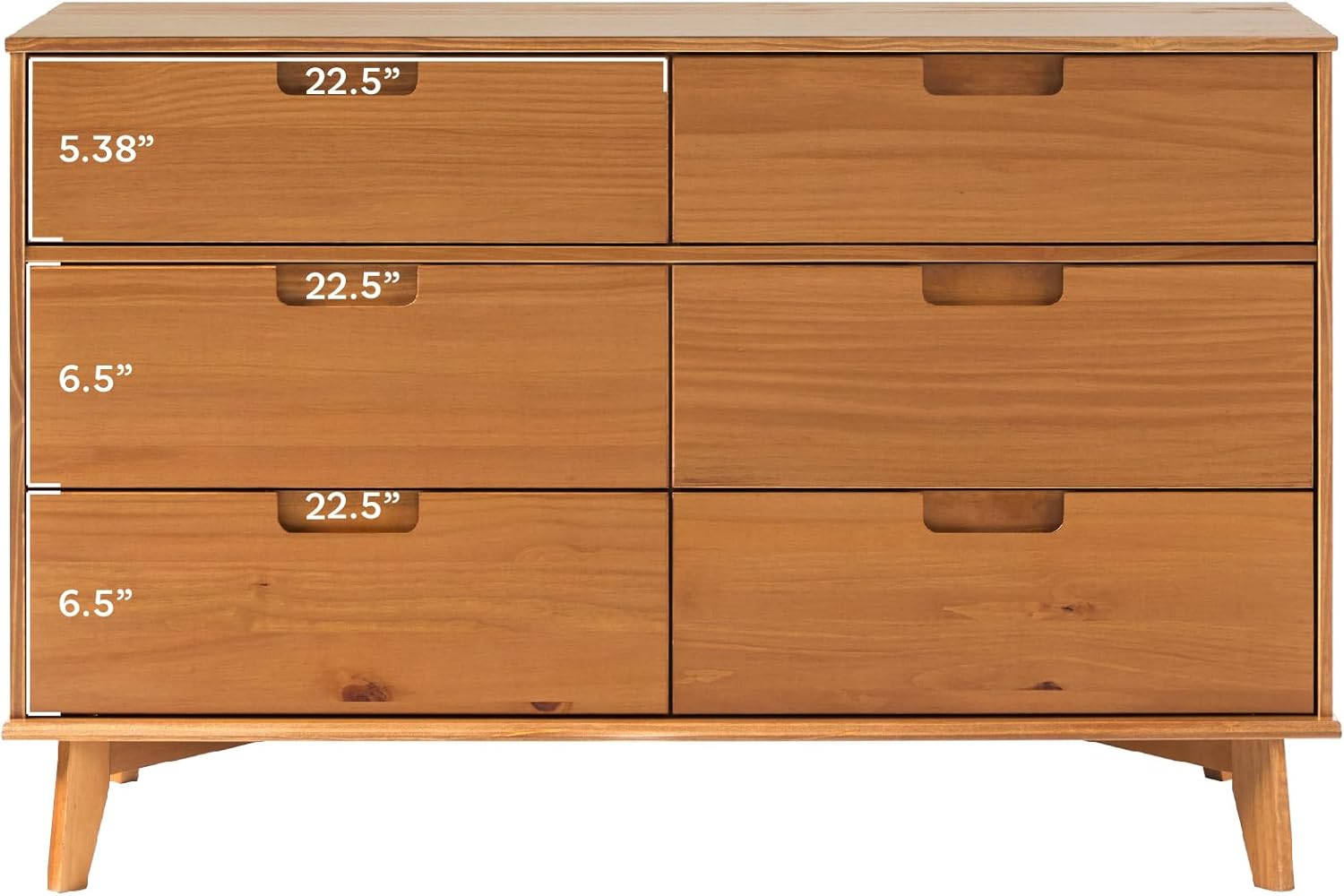 Walker Edison Sonoma 6-Drawer Solid Wood Caramel Dresser
