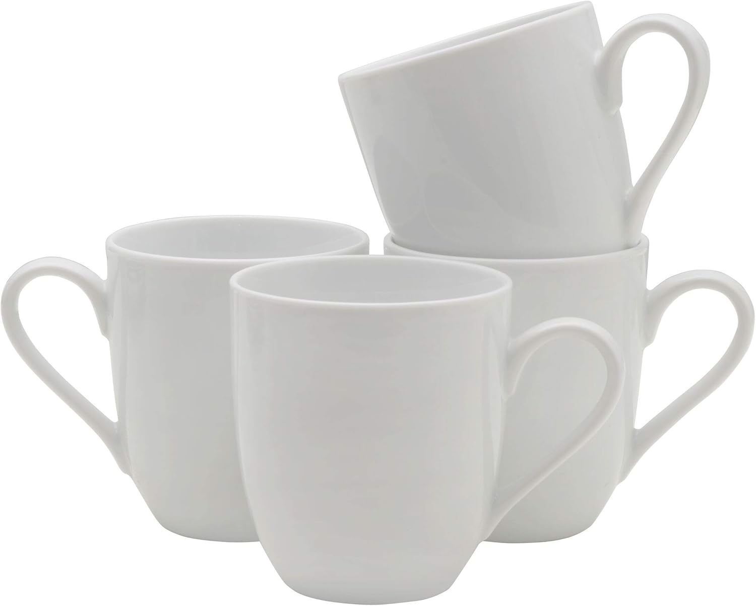 White Ceramic 12-Ounce Mug Set of Four