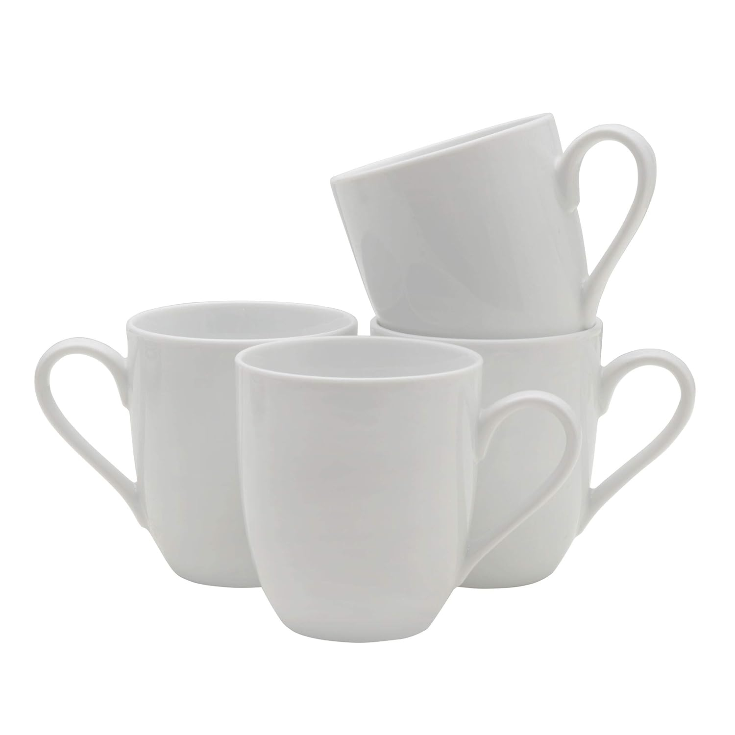 White Ceramic 12-Ounce Mug Set of Four
