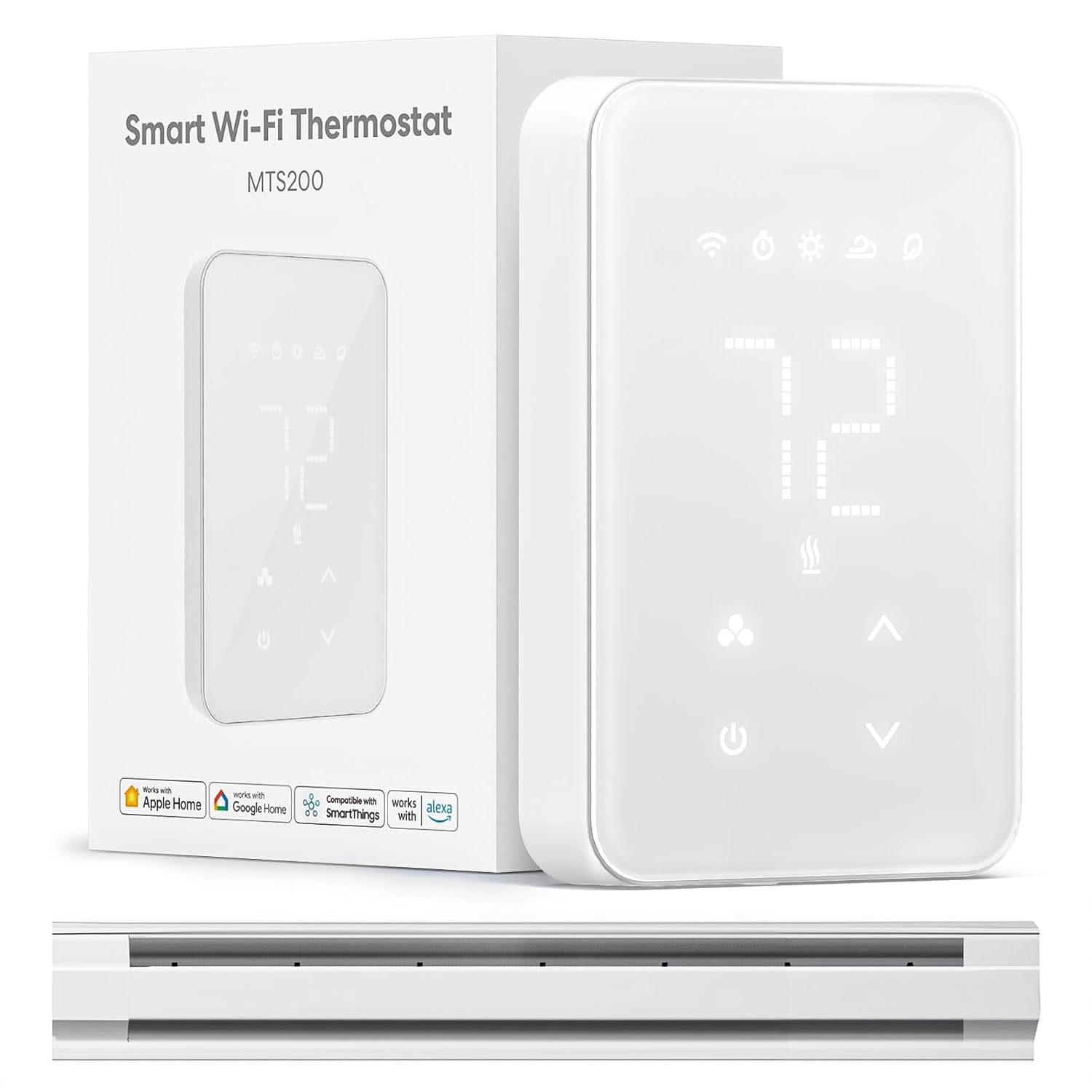 White Digital Programmable Smart Thermostat with Voice Control
