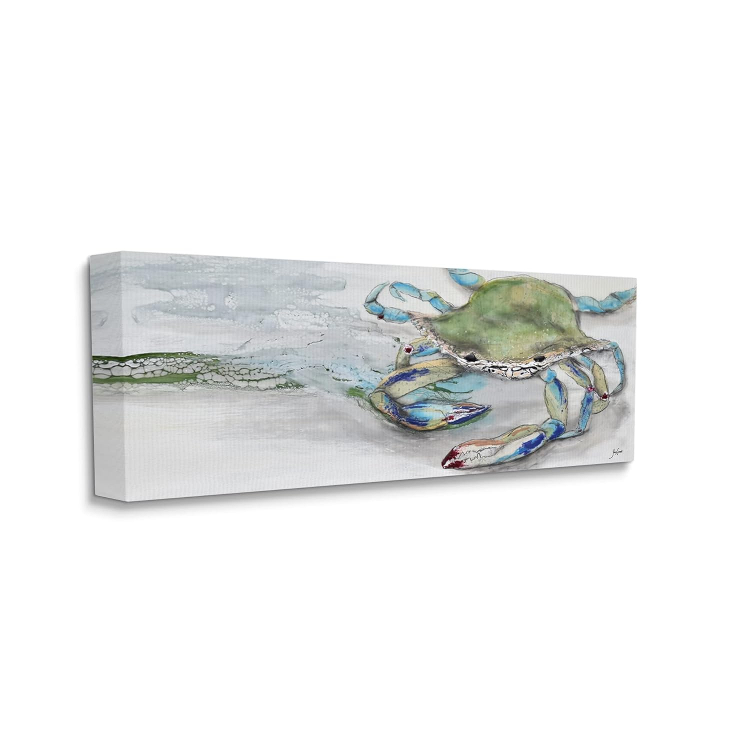 Stupell Industries Vivid Crab Beach Shoreline Nautical Landscape Scene Painting Gallery Wrapped Canvas Print Wall Art, Design by Stacy Gresell