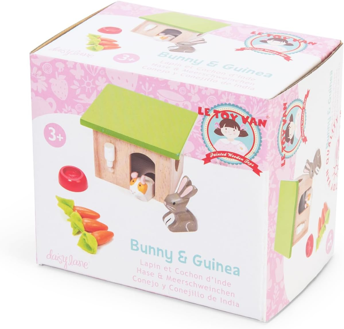 Wooden Bunny and Guinea Pig Play Set with Green Hutch