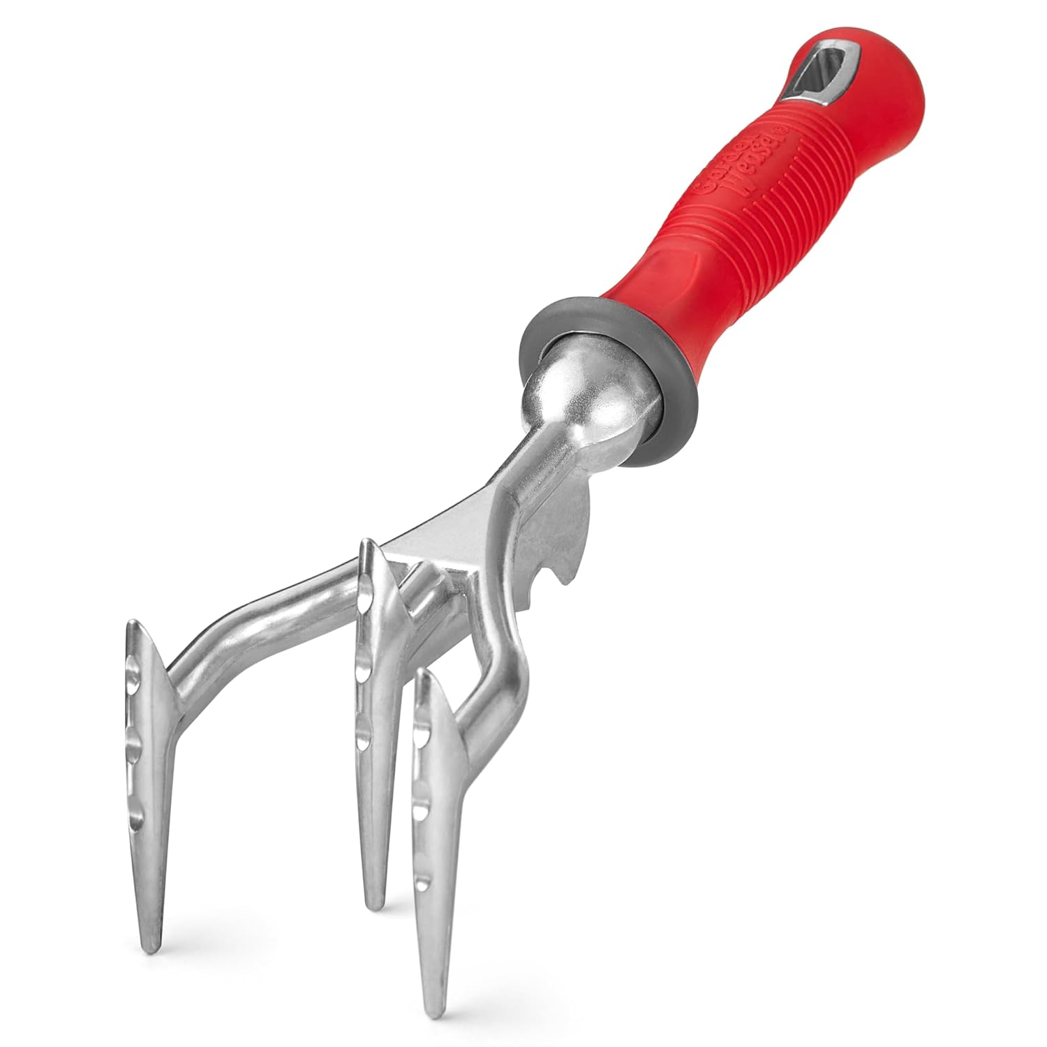 Red Cushioned Grip Short Handle Aluminum Tiller