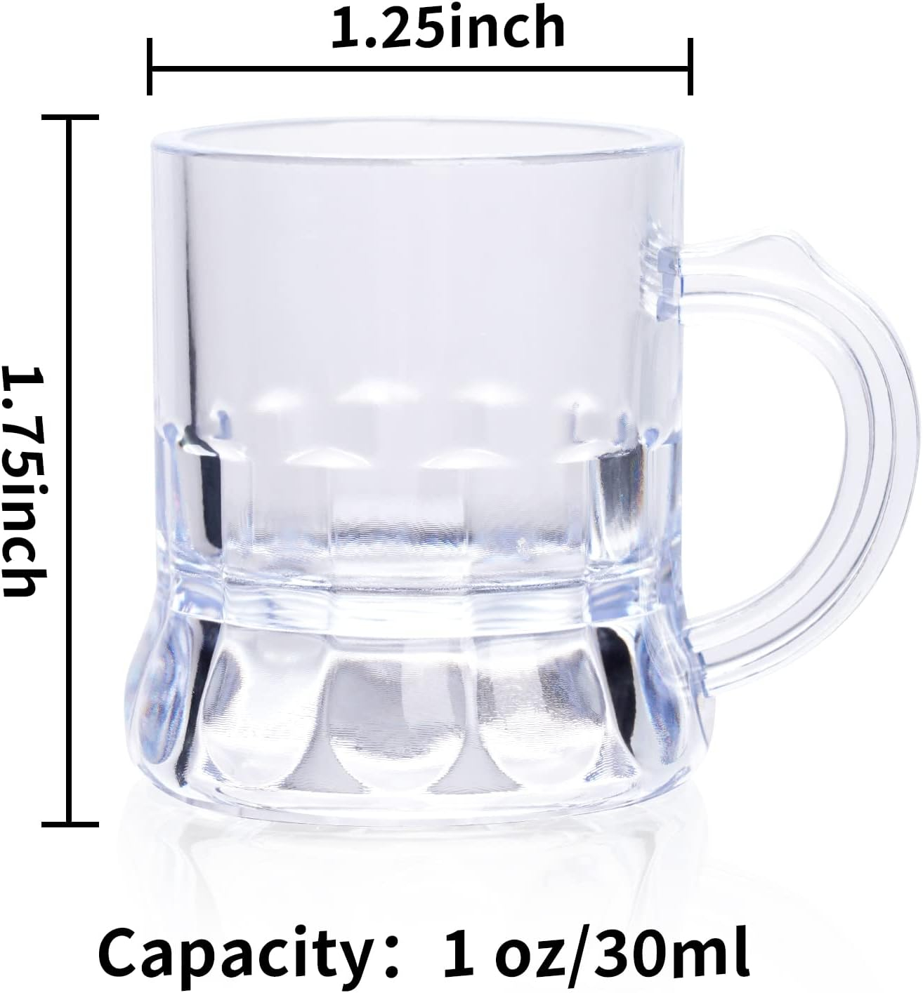 ZZYFGH Mini Beer Mugs, 1 Oz Clear Plastic Shot Glasses Beer Mug with Handles for Party (12 Pieces)