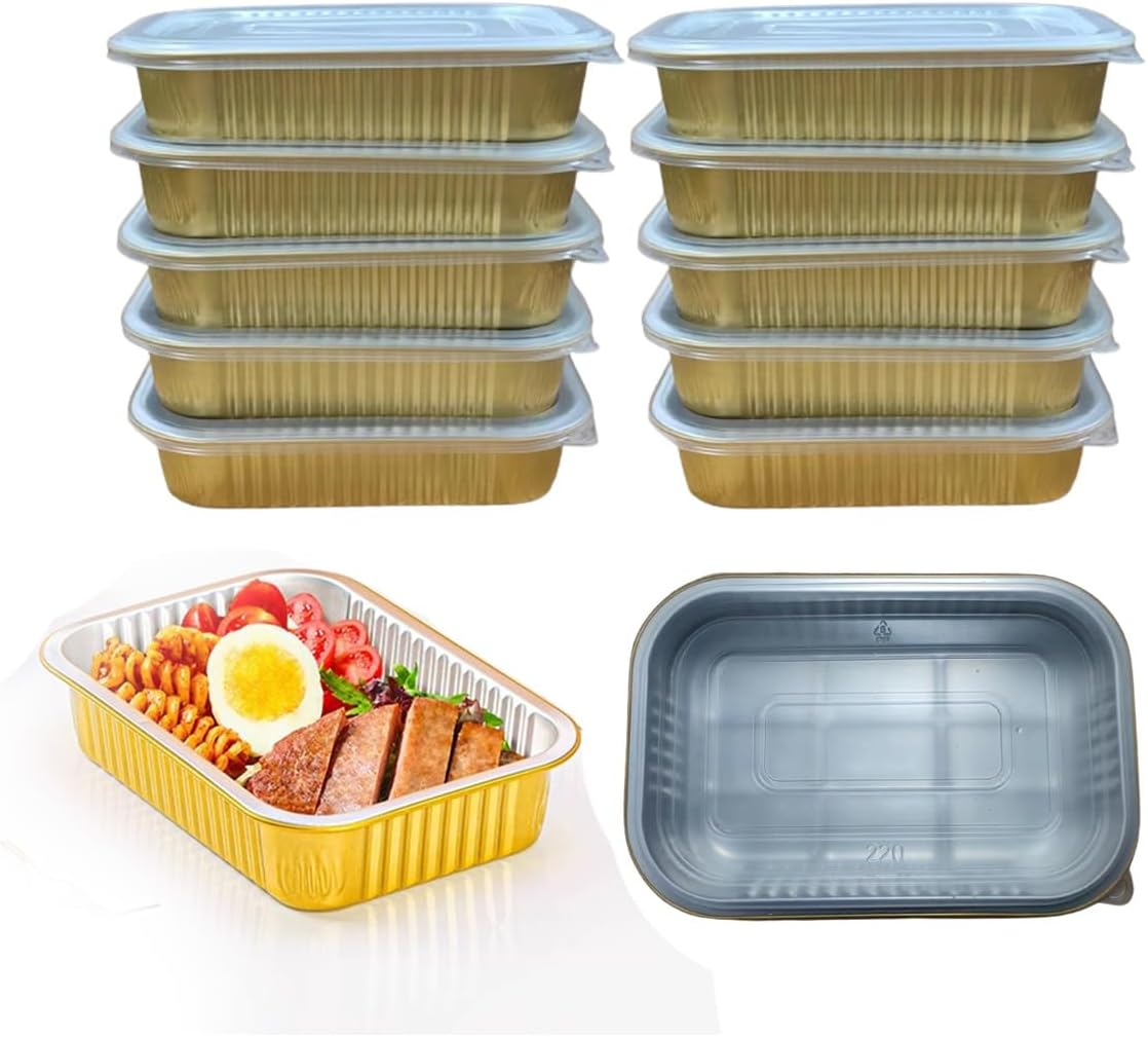 13 "x9" Aluminum foil Lasagna Pans, grill tray, sturdy disposable aluminum pan, 10 sets- for cooking，baking and heating, food storage, distribution, barbecue,Gold