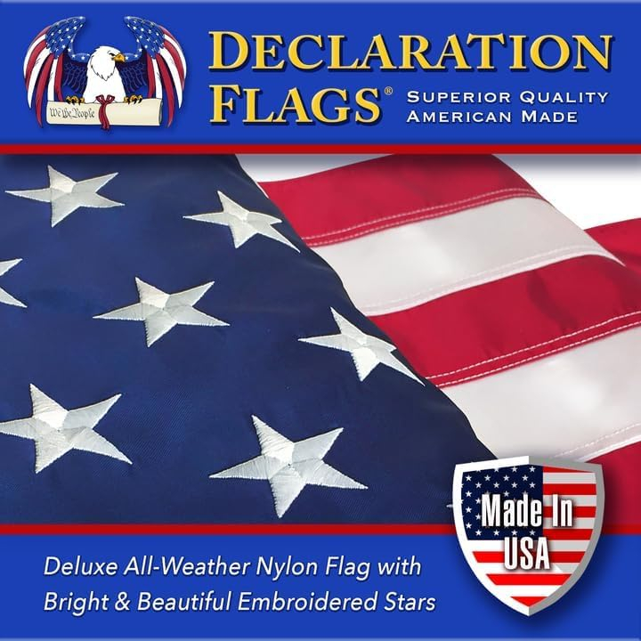 3x5 American Flag for Outside Outdoor Heavy Duty-Nylon USA Flags- Embroidered US Flags Sewn Stripes with Brass Grommets
