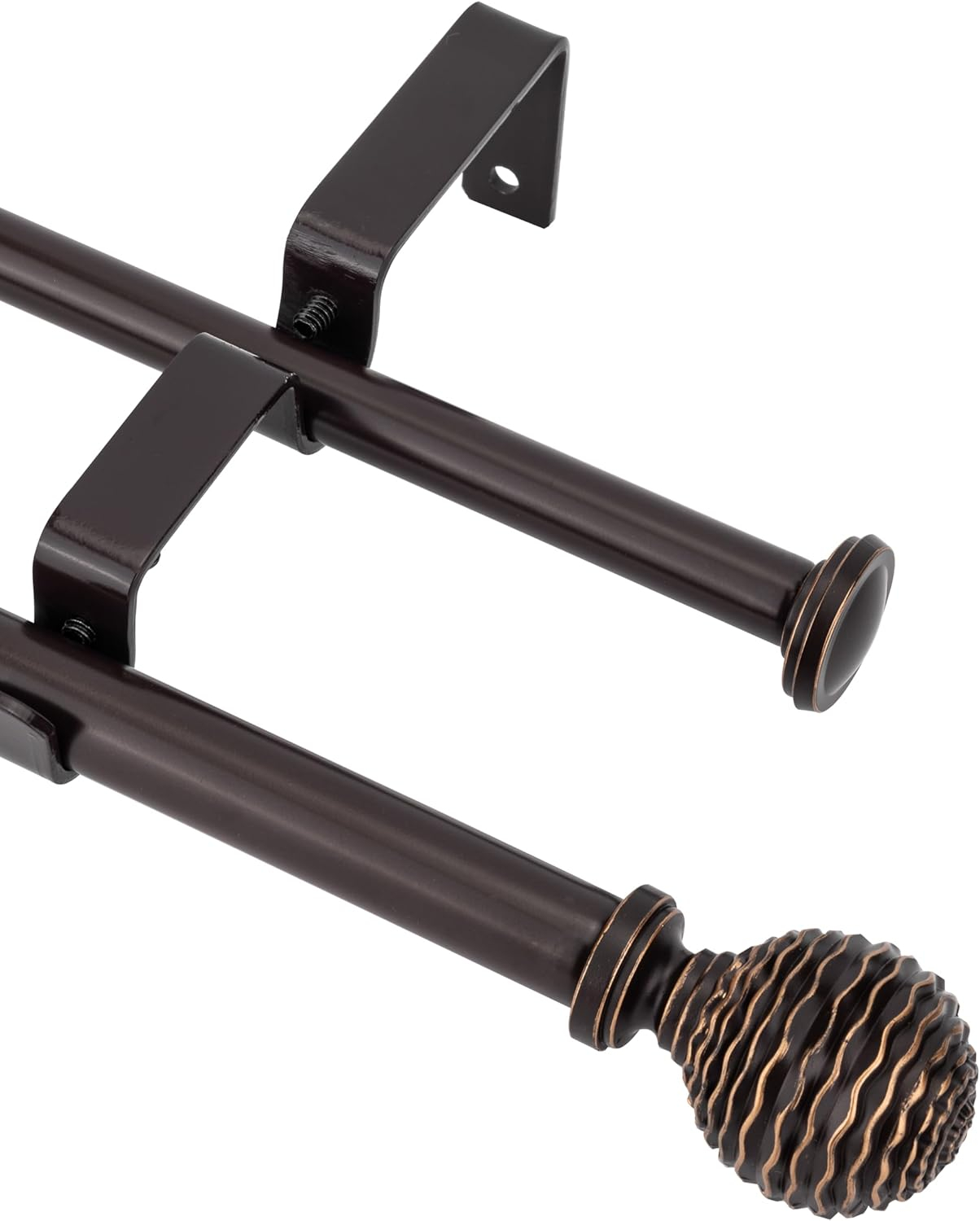 Oil-Rubbed Bronze Adjustable Double Curtain Rod Set, 28-48 inch