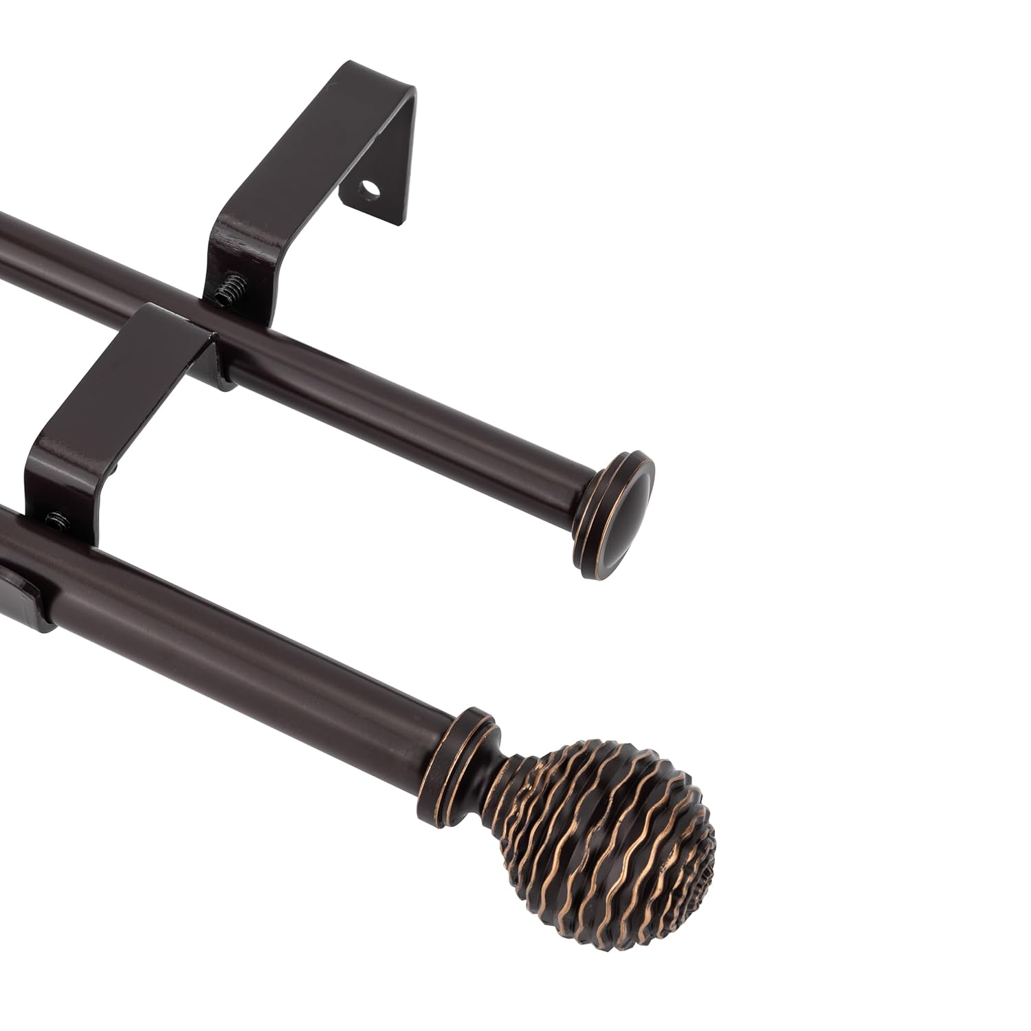 Oil-Rubbed Bronze Adjustable Double Curtain Rod Set, 28-48 inch
