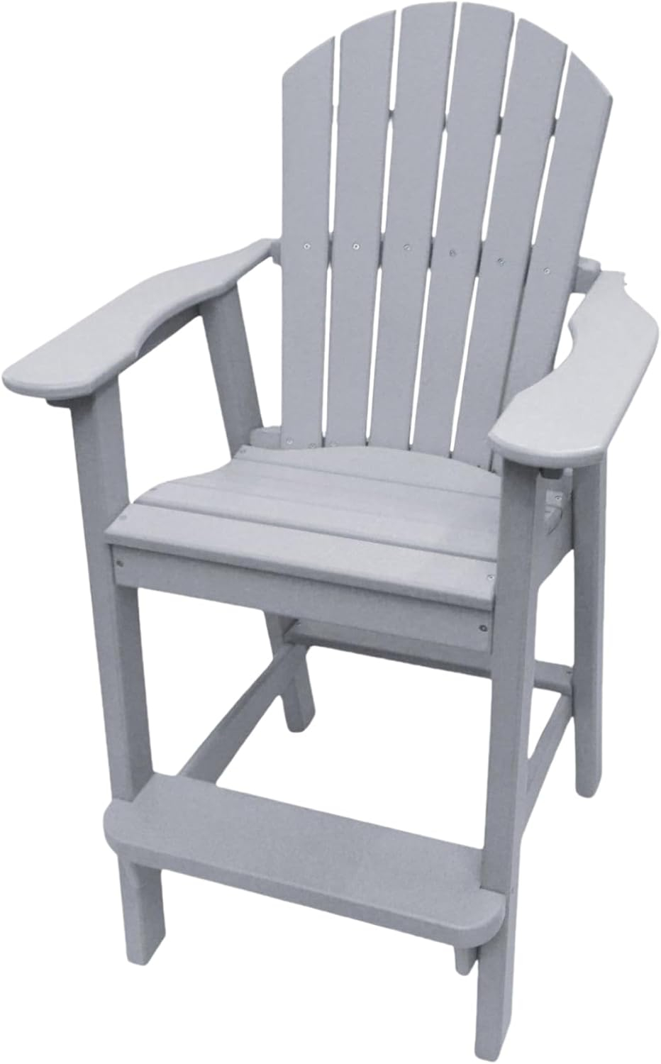 Phat Tommy Tall Adirondack Chair - HDPE Outdoor Furniture - Poly Adirondack Bar Stool - Heavy, Stress Free Furniture for Balcony, Deck, Patio, Front Porch, Grey
