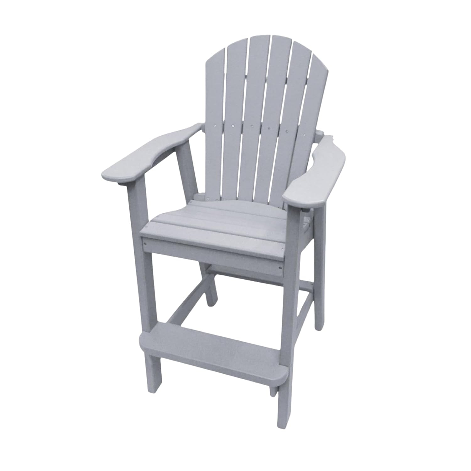 Phat Tommy Tall Adirondack Chair - HDPE Outdoor Furniture - Poly Adirondack Bar Stool - Heavy, Stress Free Furniture for Balcony, Deck, Patio, Front Porch, Grey