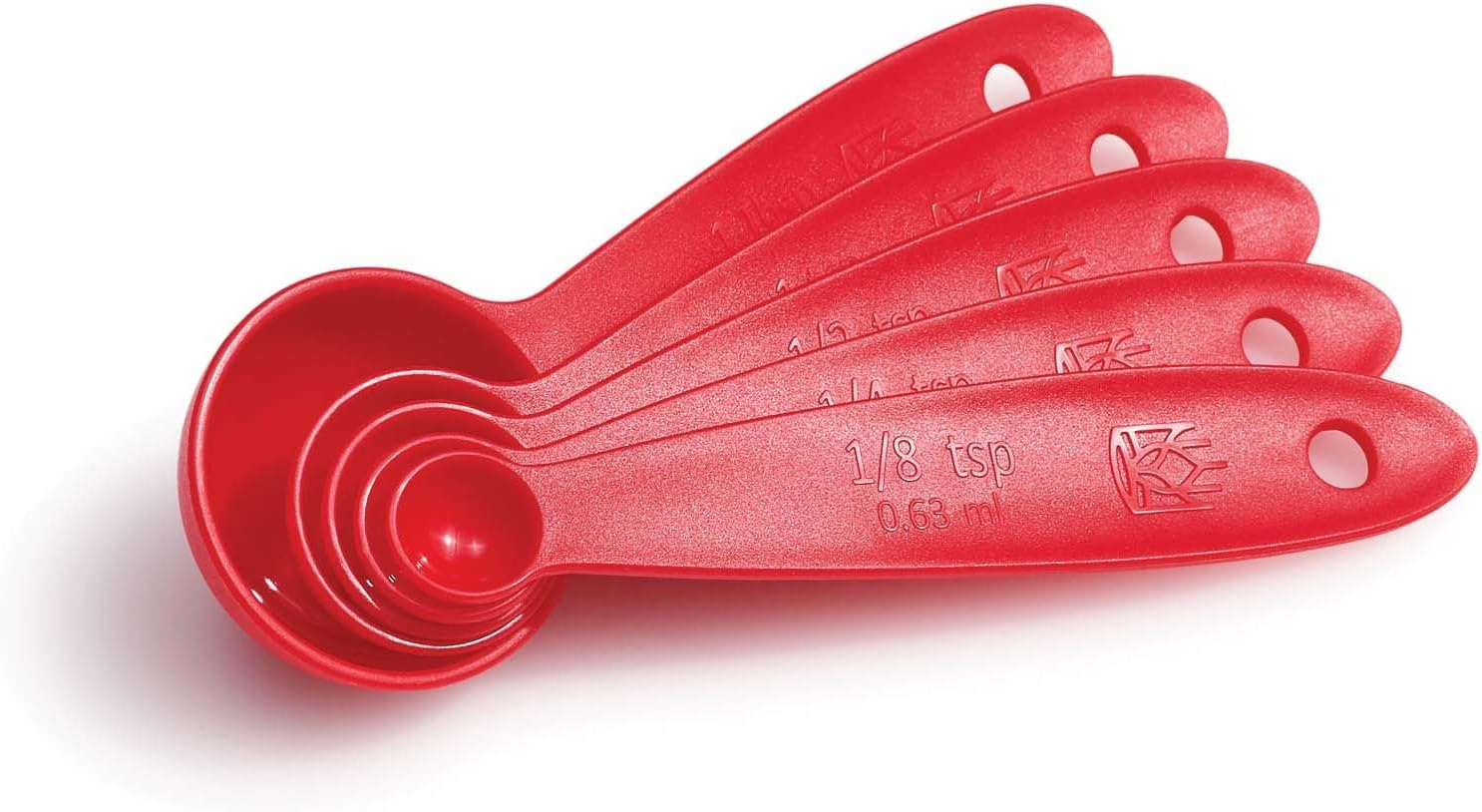 Red BPA-Free Plastic 5-Piece Measuring Spoon Set