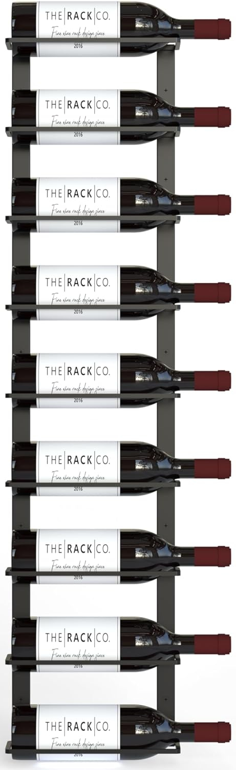 TheRackCo. Wall Series - Double Frame Wall Mount Wine Bottle Rack (9 Bottles) + Free Wine Bottle Opener Corkscrew