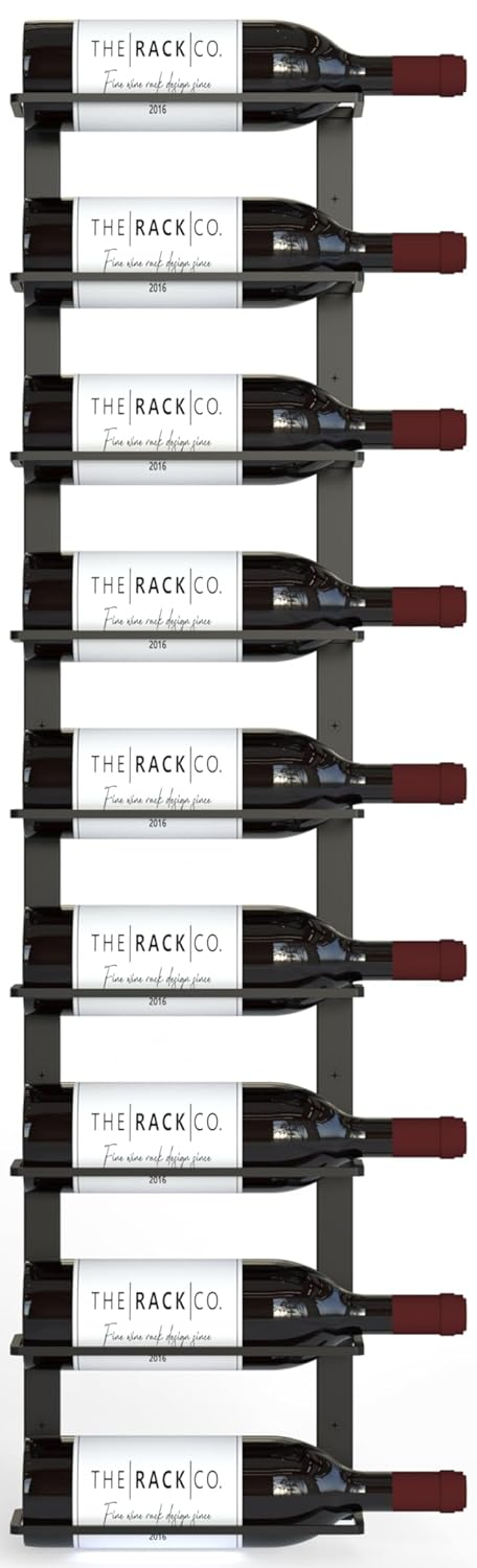 TheRackCo. Wall Series - Double Frame Wall Mount Wine Bottle Rack (9 Bottles) + Free Wine Bottle Opener Corkscrew