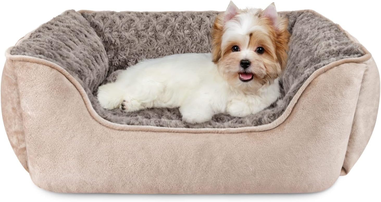 JOEJOY Rectangle Dog Bed for Large Medium Small Dogs - Washable Orthopedic Sofa Bed, Soft Breathable Puppy & Pet Cuddler, Durable Calming Dog Bed with Anti-Slip Bottom, Multiple Sizes, Beige