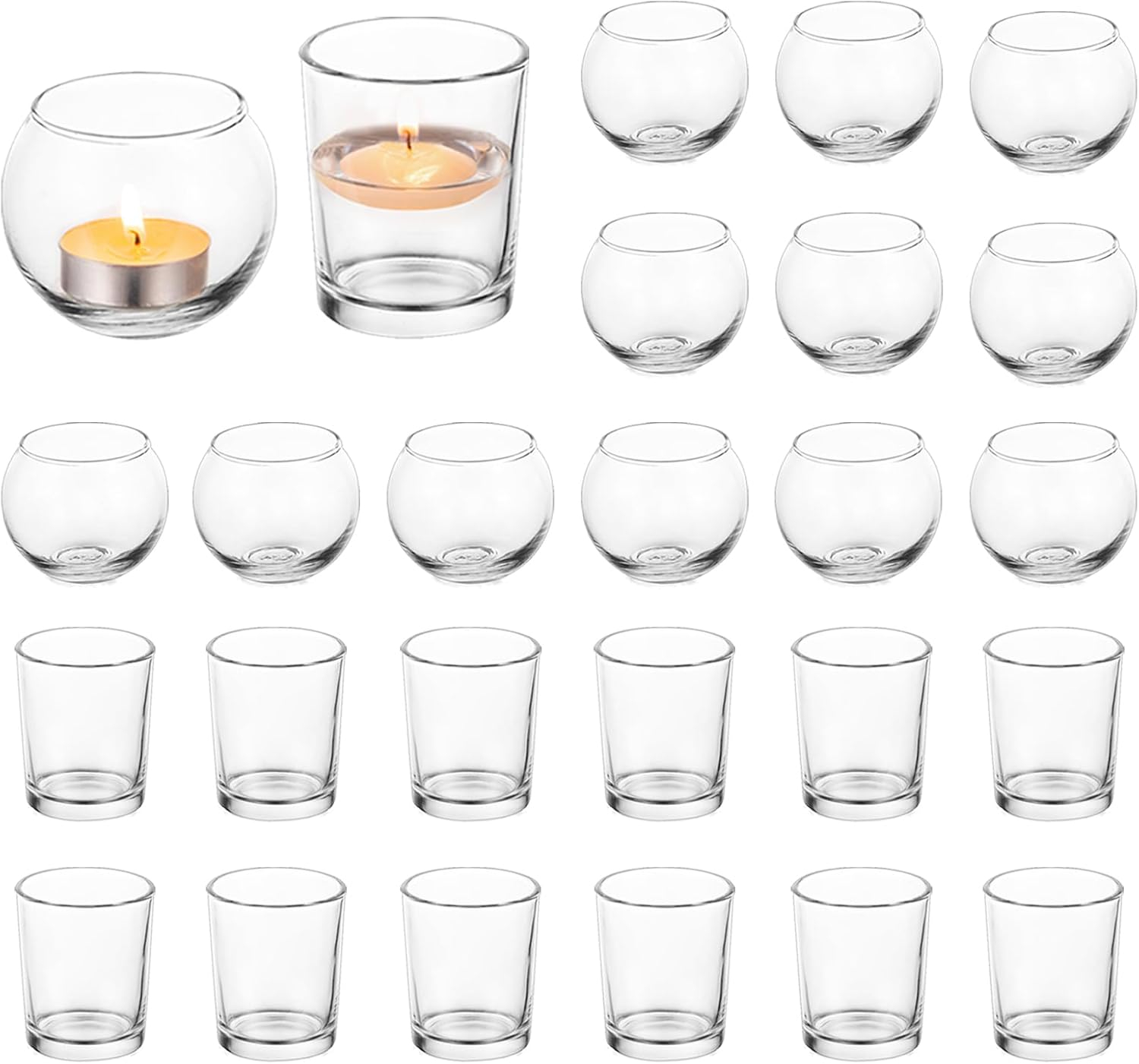 Glasseam Gold Votive Candle Holders, Tea Light Candle Holder Bulk 24, Small Mercury Glass Candle Holder for Mini Floating Candles, Glitter Tealight Candle Holders for Dining Table Christmas Decor
