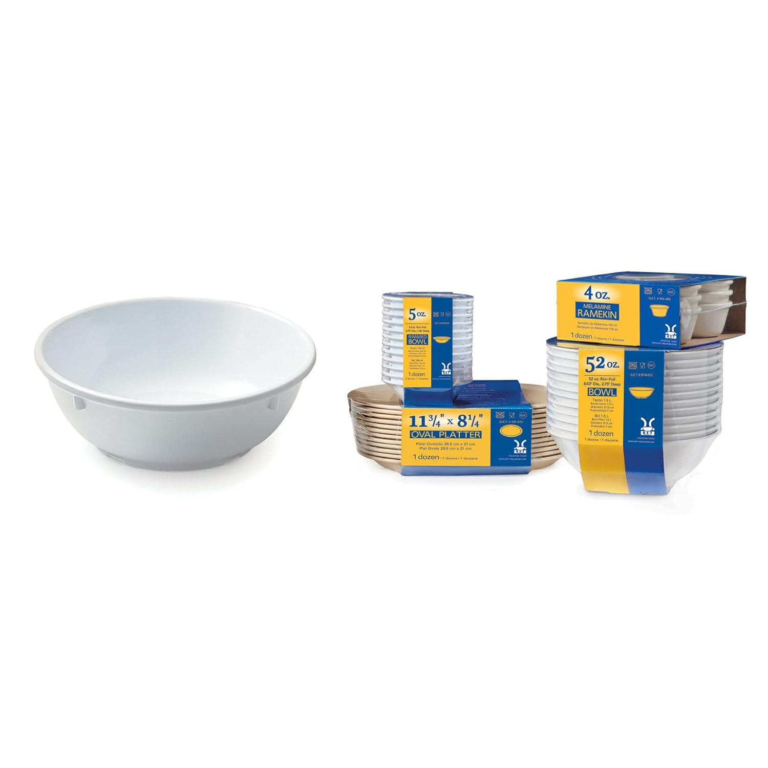 G.E.T. SP-DN-317-W – 13 Oz. (14.7 Oz. Rim-Full), 5.25" Bowl, 2" Deep. Special Packaging (Set of 12)