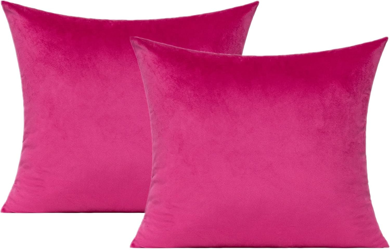 RainRoad Hot Pink Throw Pillows Covers Set of 2 Soft Velvet Decorative Pillow Covers 18x18 Inch for Couch Bed(Hot Pink, 18" x 18"(Pack of 2))