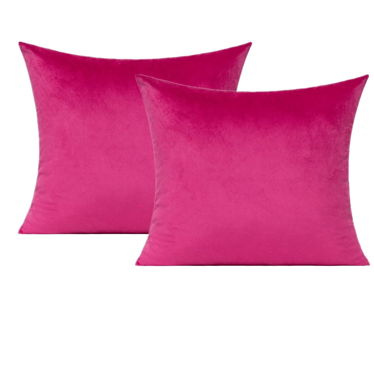 RainRoad Hot Pink Throw Pillows Covers Set of 2 Soft Velvet Decorative Pillow Covers 18x18 Inch for Couch Bed(Hot Pink, 18" x 18"(Pack of 2))