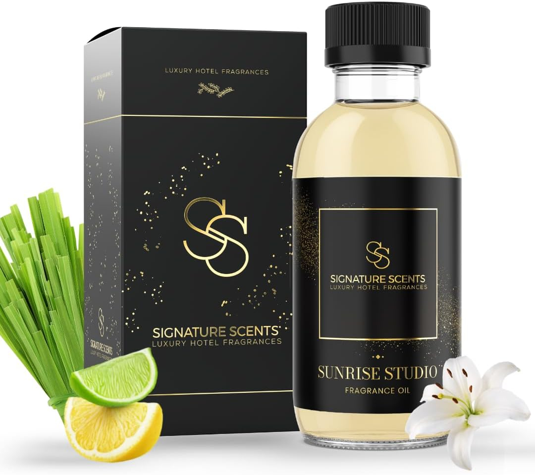 Signature Scents - Luxury Hotel Collection - Hotel Fragrance Oil - Diffuser Oil Blends for Aromatherapy (Sunrise Studio) 4.05 Fl Oz (120ml) + 2 Free Samples