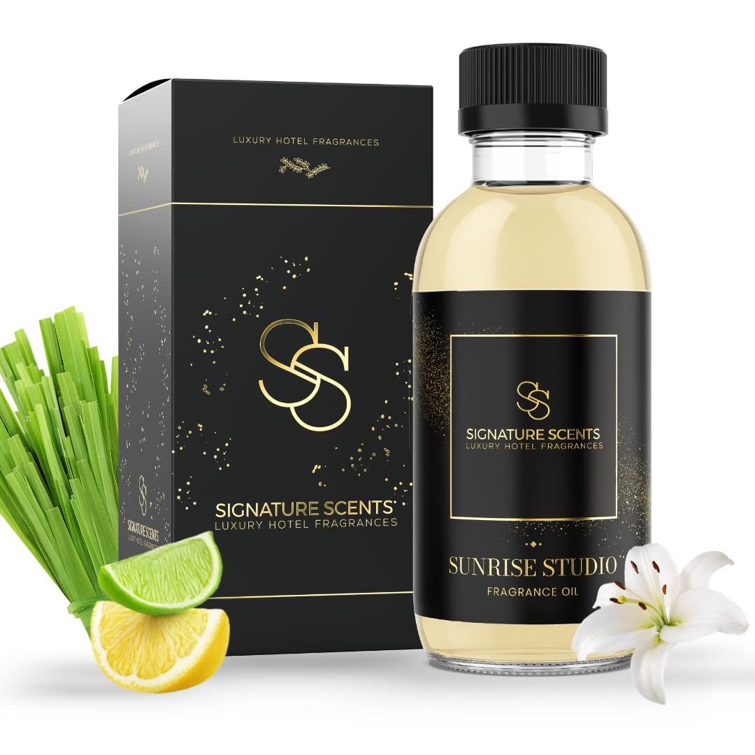 Signature Scents - Luxury Hotel Collection - Hotel Fragrance Oil - Diffuser Oil Blends for Aromatherapy (Sunrise Studio) 4.05 Fl Oz (120ml) + 2 Free Samples
