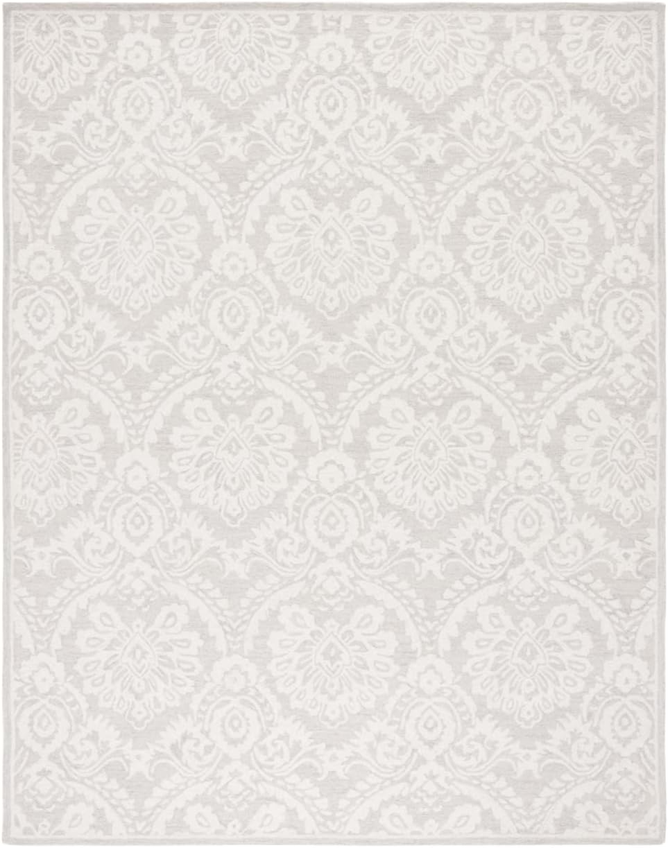 SAFAVIEH Blossom Travis Geometric Wool Area Rug, Silver/Ivory, 9' x 12'