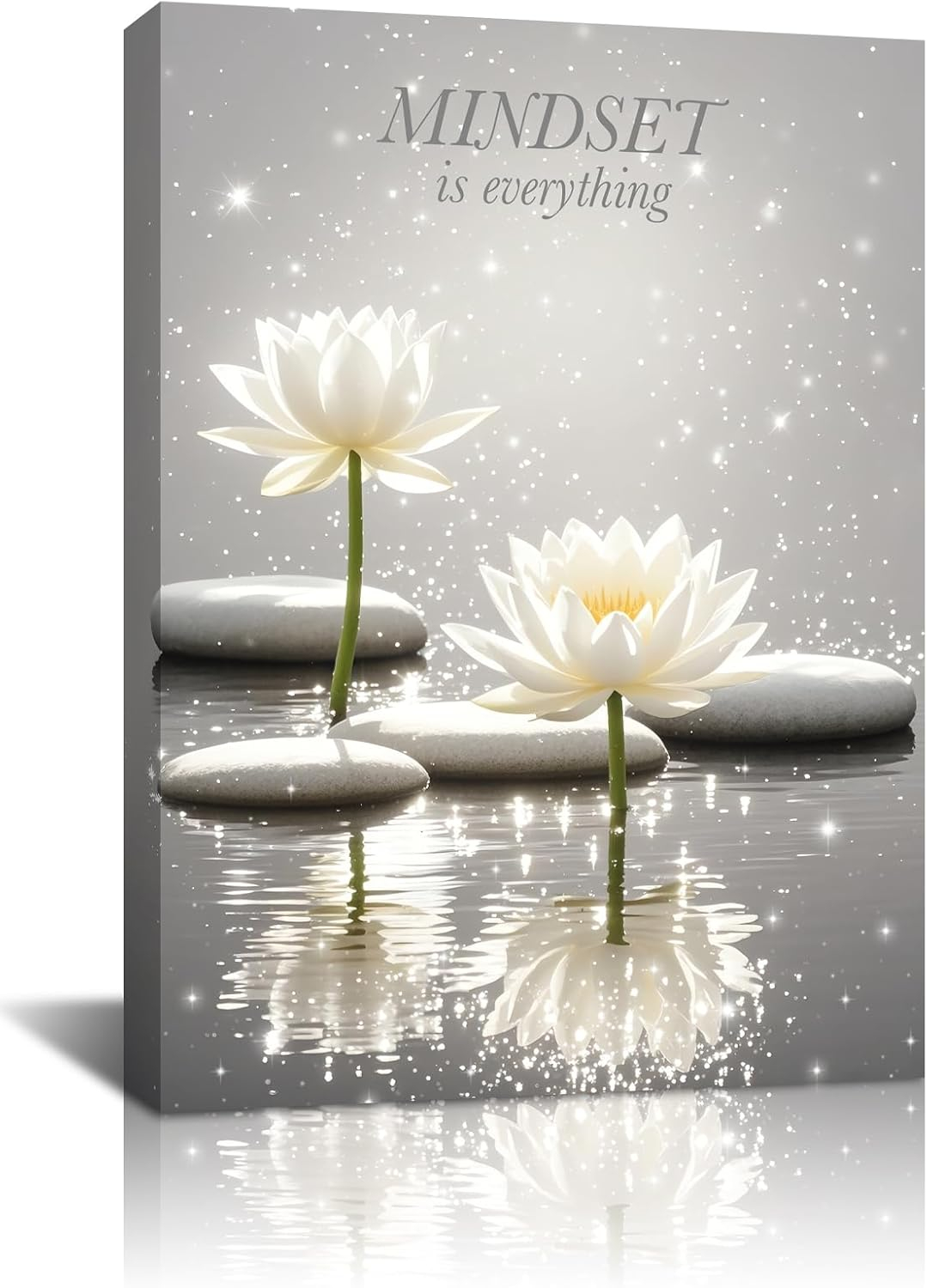 AXXPosters-Lotus Flower Wall Art Canvas Mindset Motivational Quotes Poster for Zen Office Wall Decor Spiritual Meditation Prints Artwork