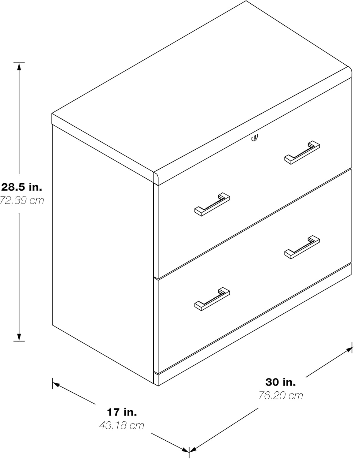 Black Engineered Wood 2-Drawer Lockable Lateral File Cabinet