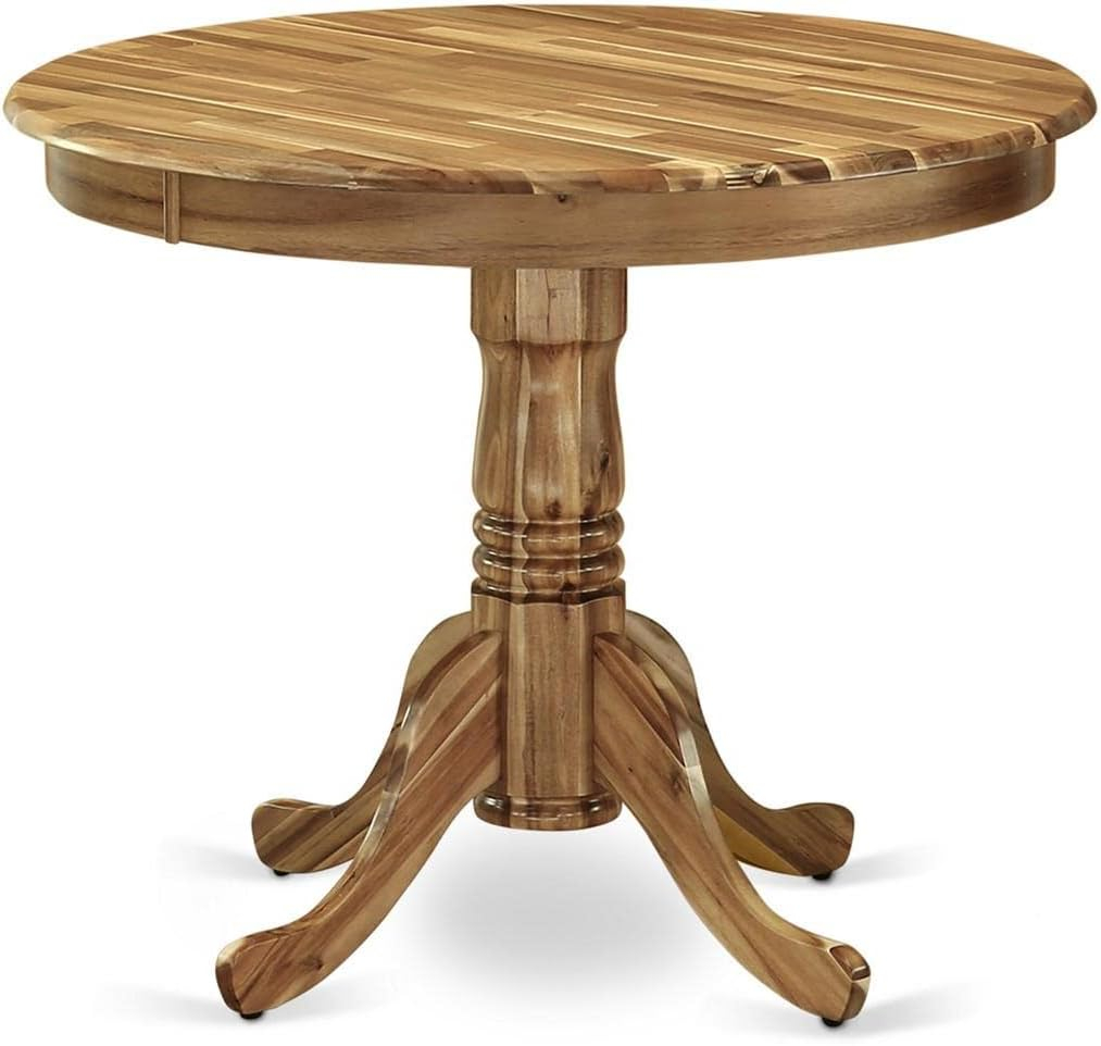 East West Furniture Antique Wood Dining Table with Pedestal Legs in Natural
