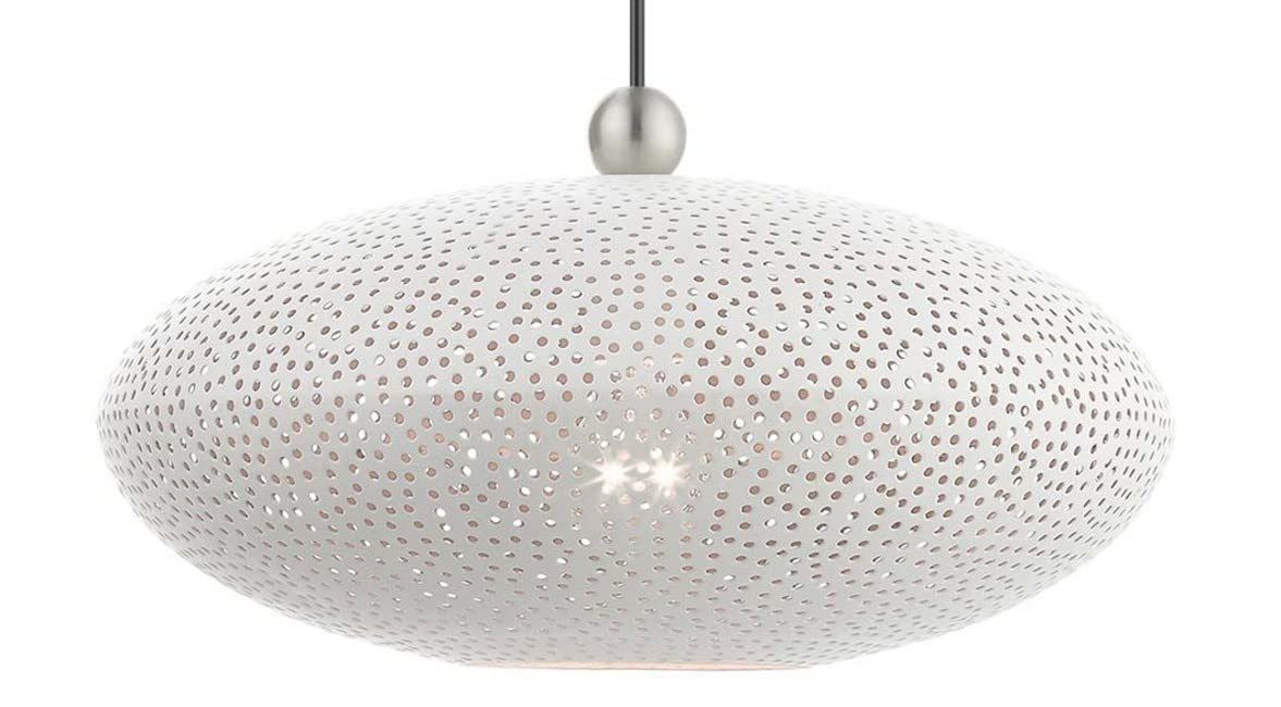 Livex Lighting 49102 Dublin 1 Light 16" Wide Pendant - White with Brushed Nickel Accents