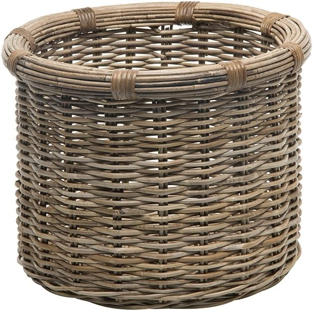 Gray-Brown Round Rattan Storage Basket