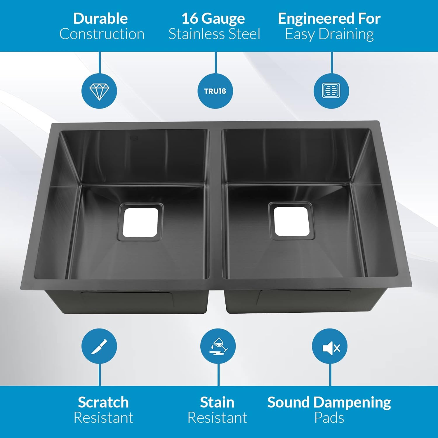 Brushed Stainless Steel 31 Inch Undermount Double Bowl Kitchen Sink