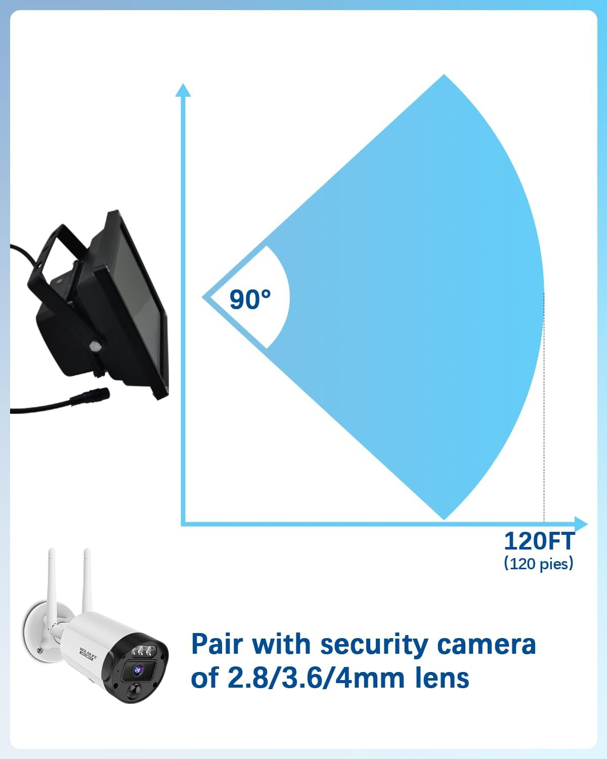 【12 LED Waterproof 】 IR Illuminator 90 Degree Wide Angle Long Range Infrared Light, 120ft 850nm IR Flood Lights with Power Adapter for Night Vision CCTV & IP Security Camera