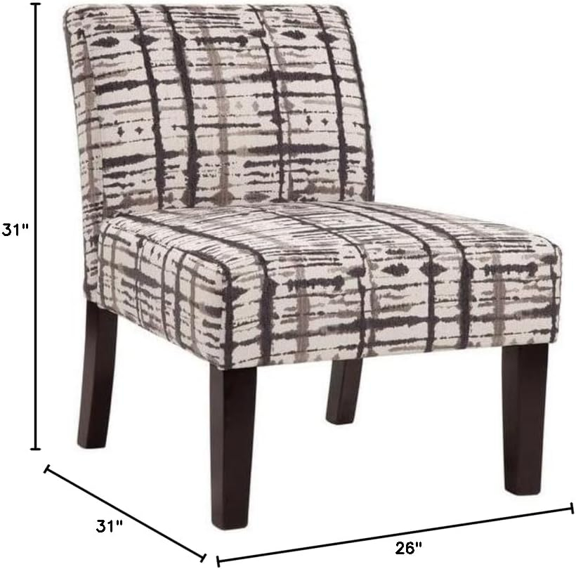 Ivy Avington Armless Slipper Accent Chair Armless Accent Chairs Mysterious Slate Blue and Grey Foam, Fabric Abstract Pattern Padded Seat Beach, Casual