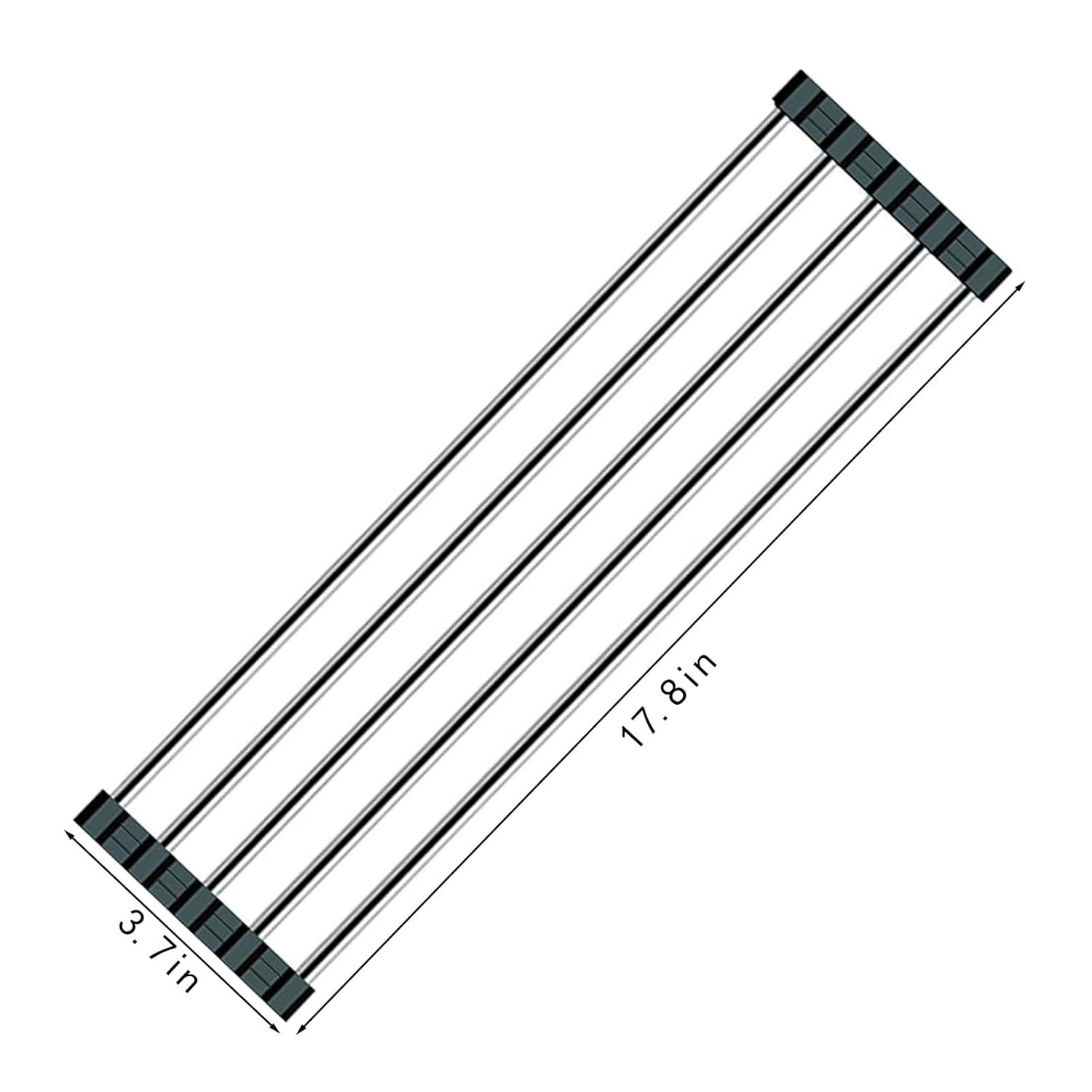 Ahyuan Roll up Dish Drying Rack Over The Sink Kitchen Roll up Sink Drying Rack Portable Dish Drainer Foldable Dish Drying Rack (Black, 17.8''X3.7'')