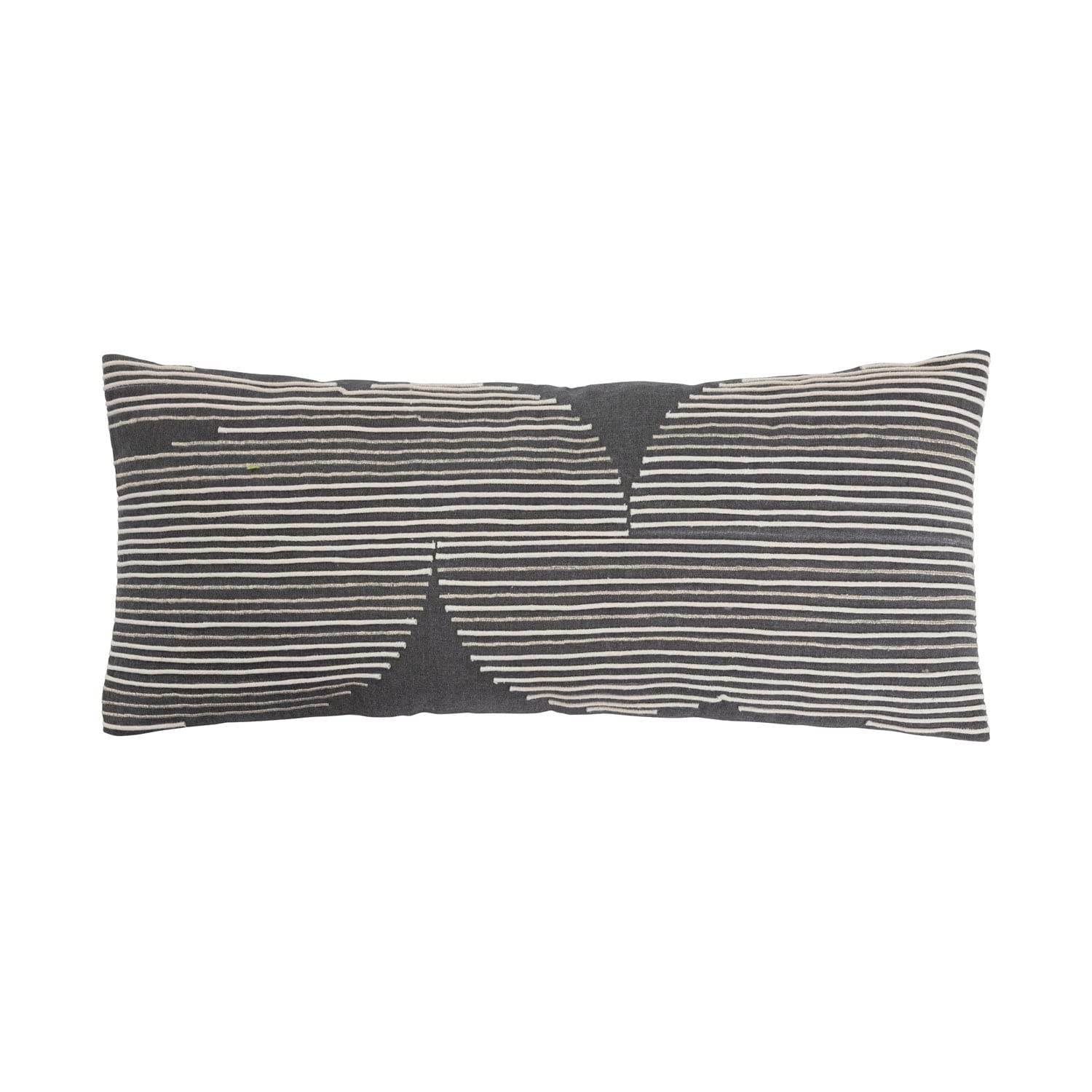 Creative Co-Op Cotton Lumbar Pillow with Gold Thread Embroidery and Rope Applique