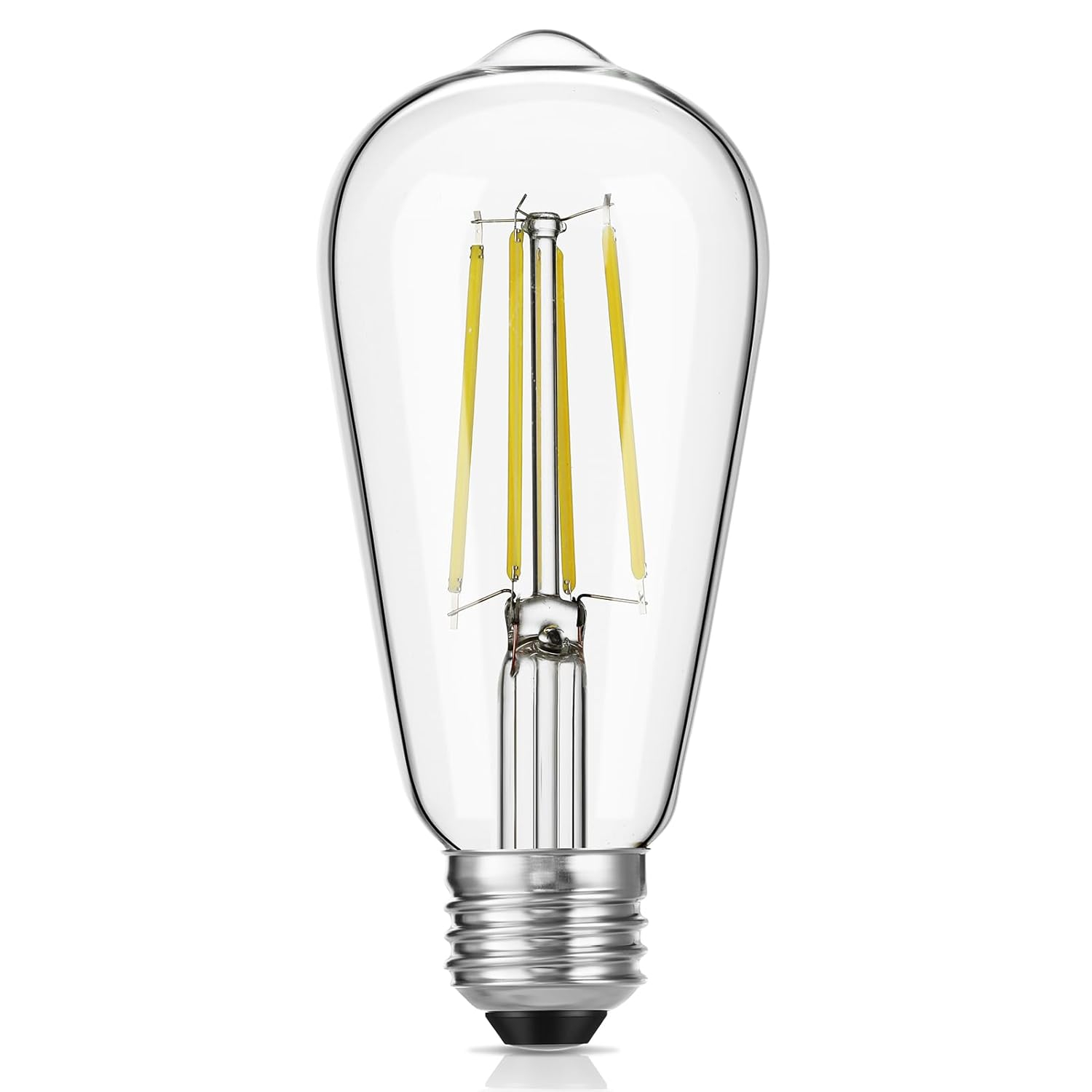 ENERGETIC Vintage LED Edison Light Bulbs, 5000K, 60 Watt Equivalent, ST64 Filament, Tear Drop Antique Decorative Bulbs, E26 Base, UL Listed, 6 Pack