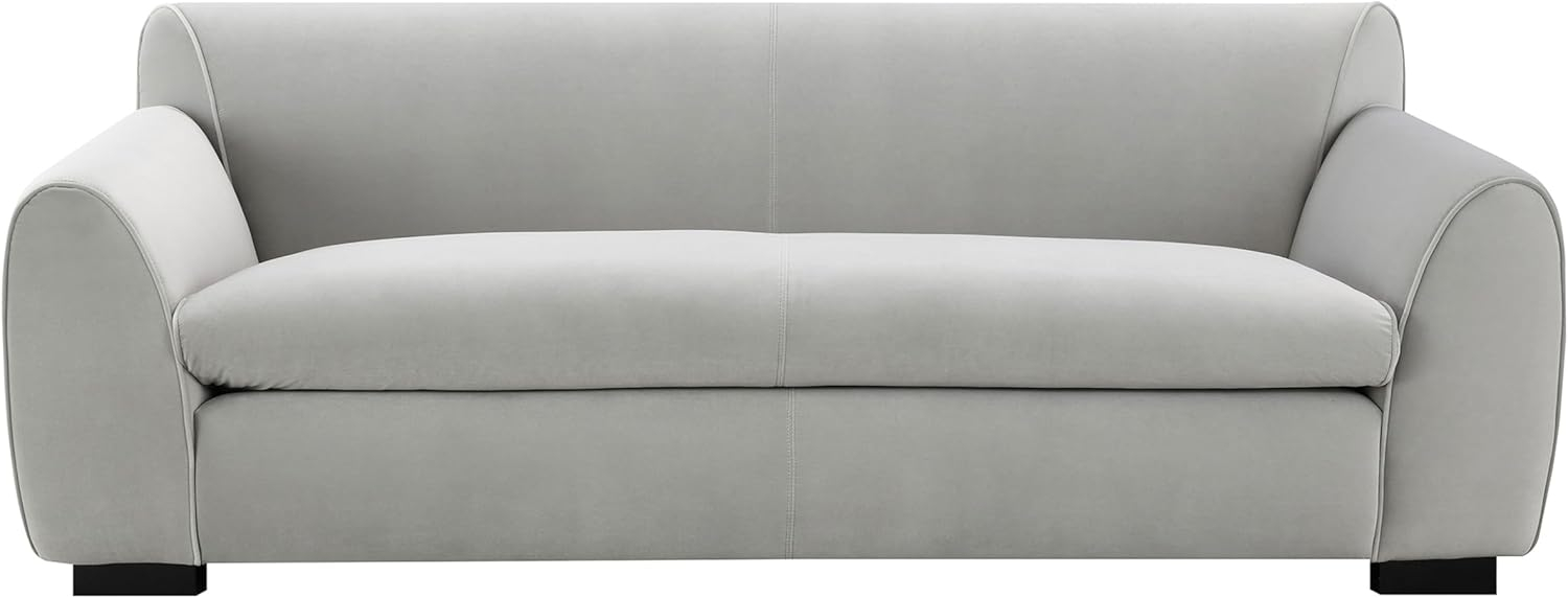 Light Grey Velvet Sofa with Solid Wood Bracket Legs