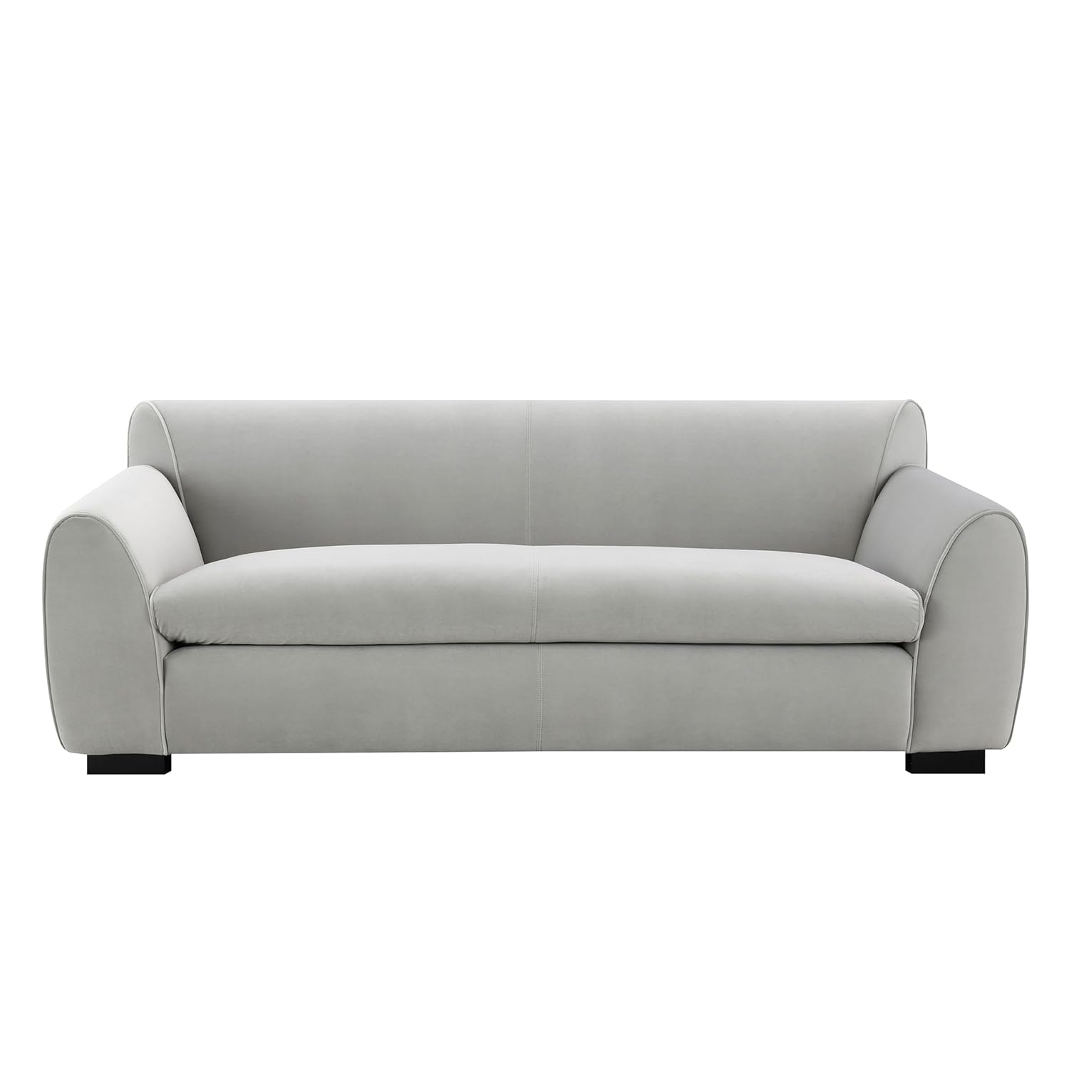 Light Grey Velvet Sofa with Solid Wood Bracket Legs