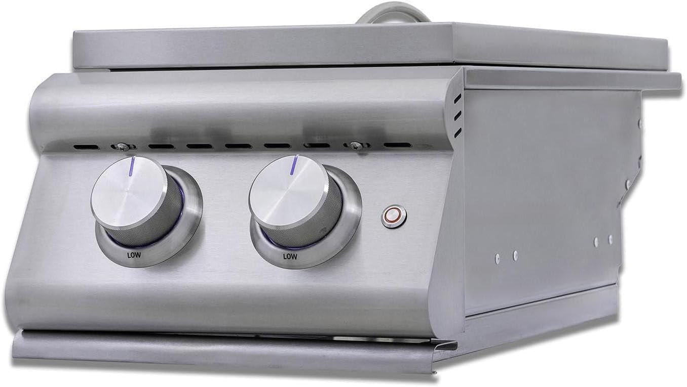 Blaze LTE+ Natural Gas Stainless Steel Double Side Burner w/ Lid - BLZ-SB2-LTE3-NG