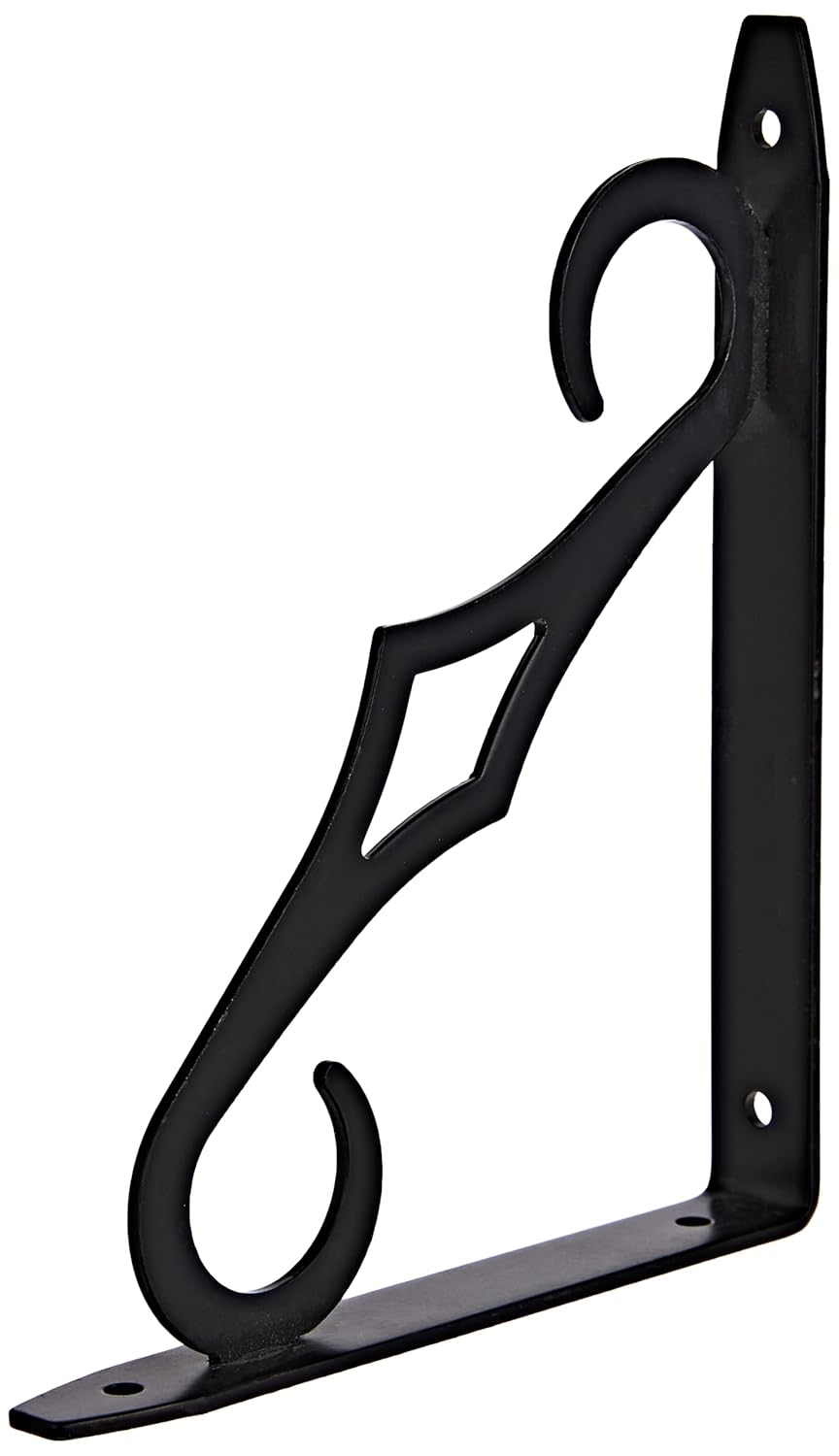 Knape & Vogt John Sterling Colonial Style Decorative Shelf Bracket, 7-Inch, Black, RP-0090-7BK