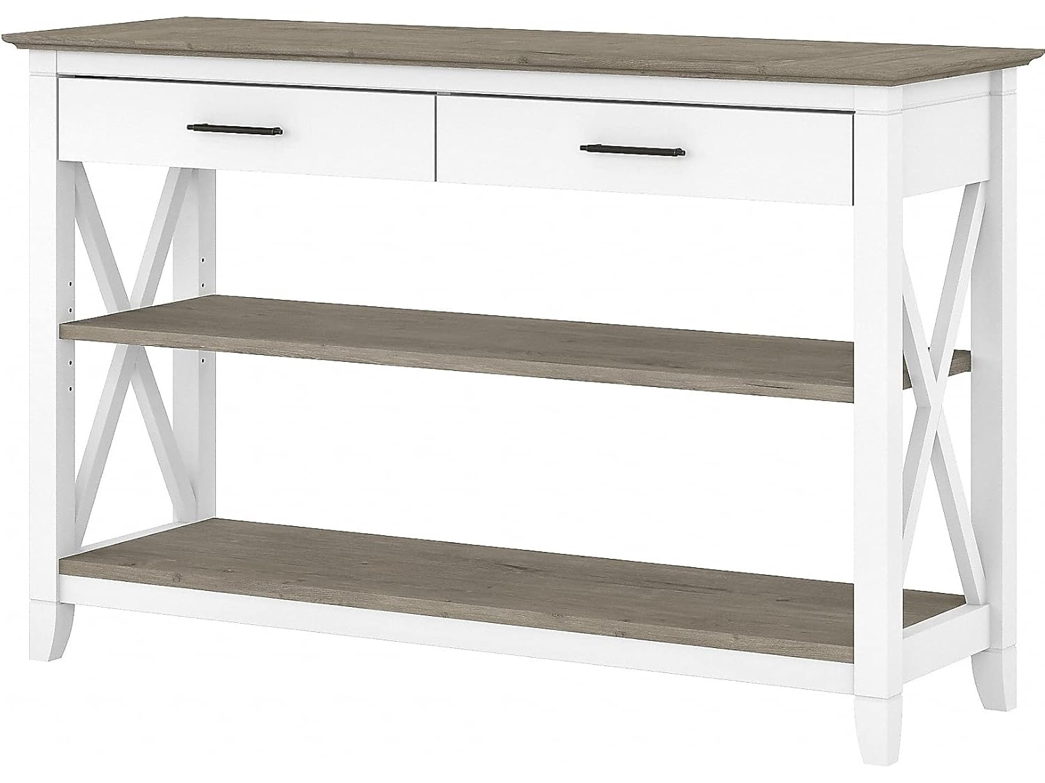 Bush Furniture Key West Console Table, Pure White & Shiplap Gray