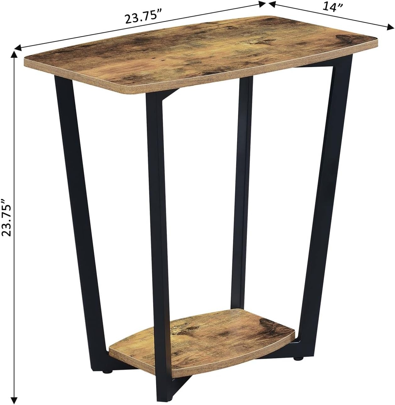 Convenience Concepts Graystone End Table with Shelf, Barnwood/Black Frame