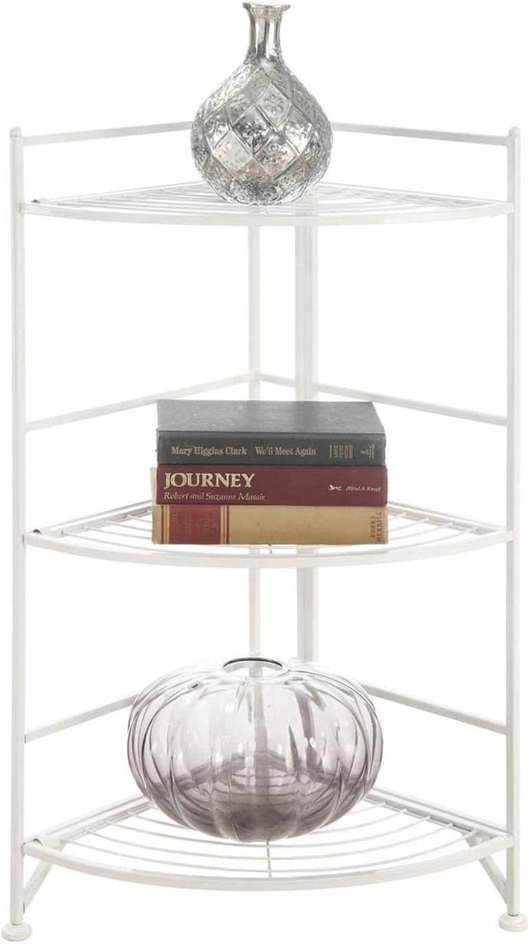 Convenience Concepts Designs2Go Corner Plant Stand in White Metal Frame Finish